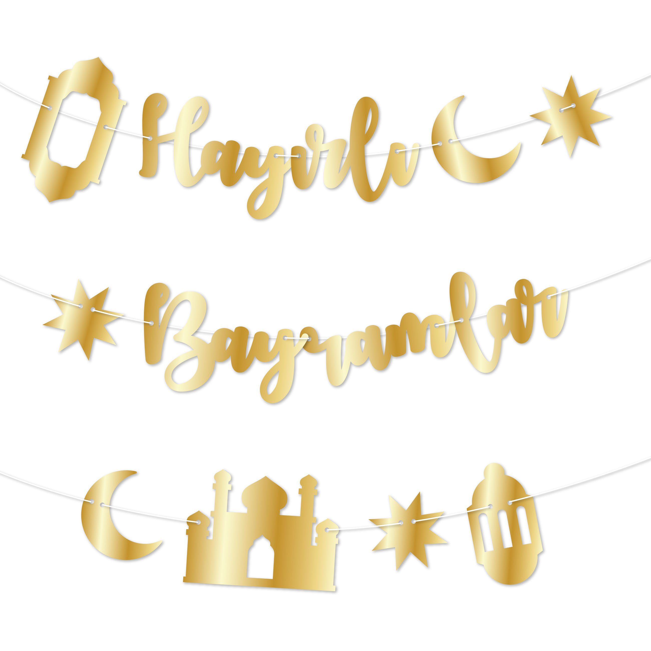 PAPIERDRACHEN Girlande 10m Girlande als Dekoration für Ramadan - Deko zum Basteln für Kinder, wunderschöne dekorative Gestaltung zu Ramadan