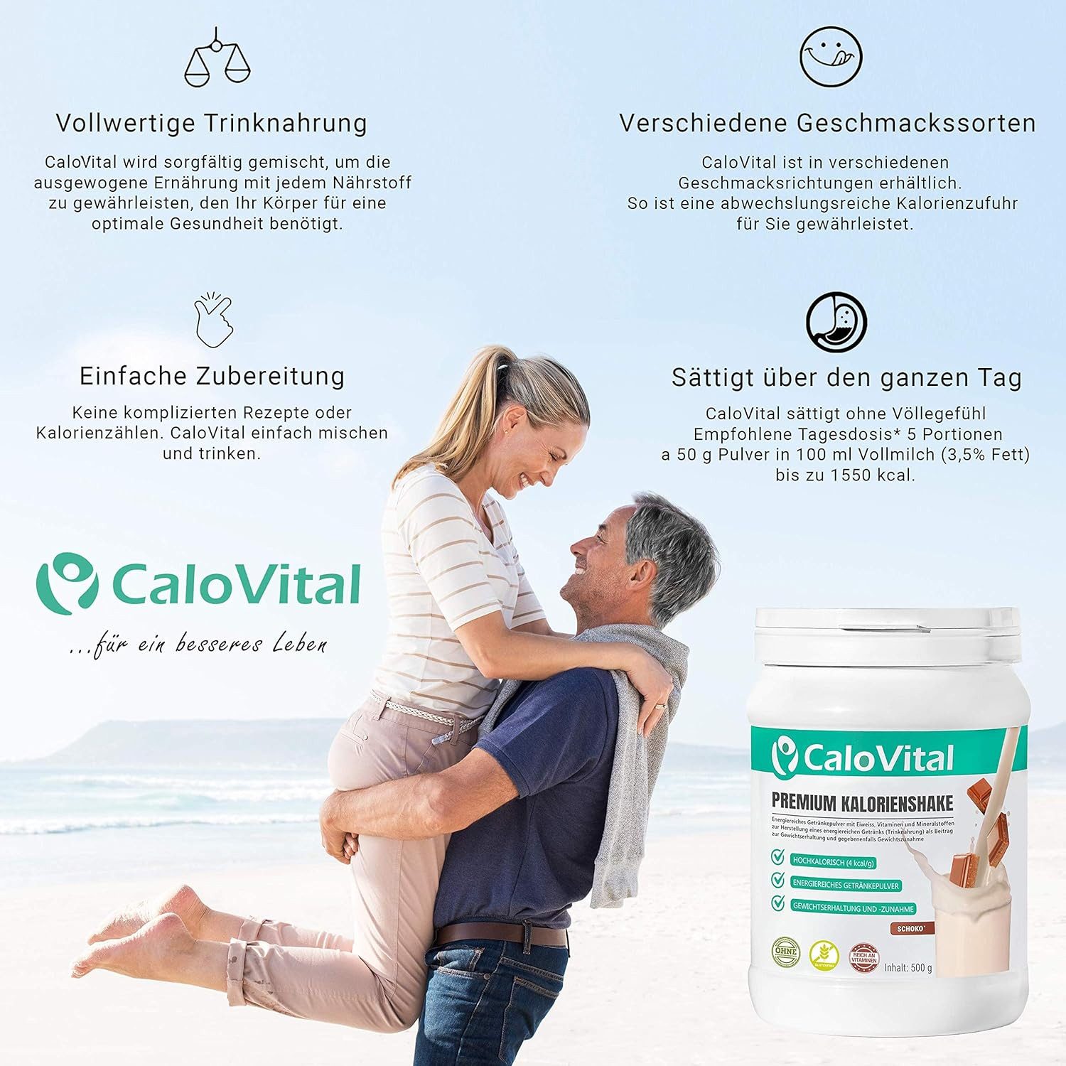 CaloVital Sparsets zum Zunehmen Trinknahrung für Gewichtszunahme CaloVital Pulver, 1000 g