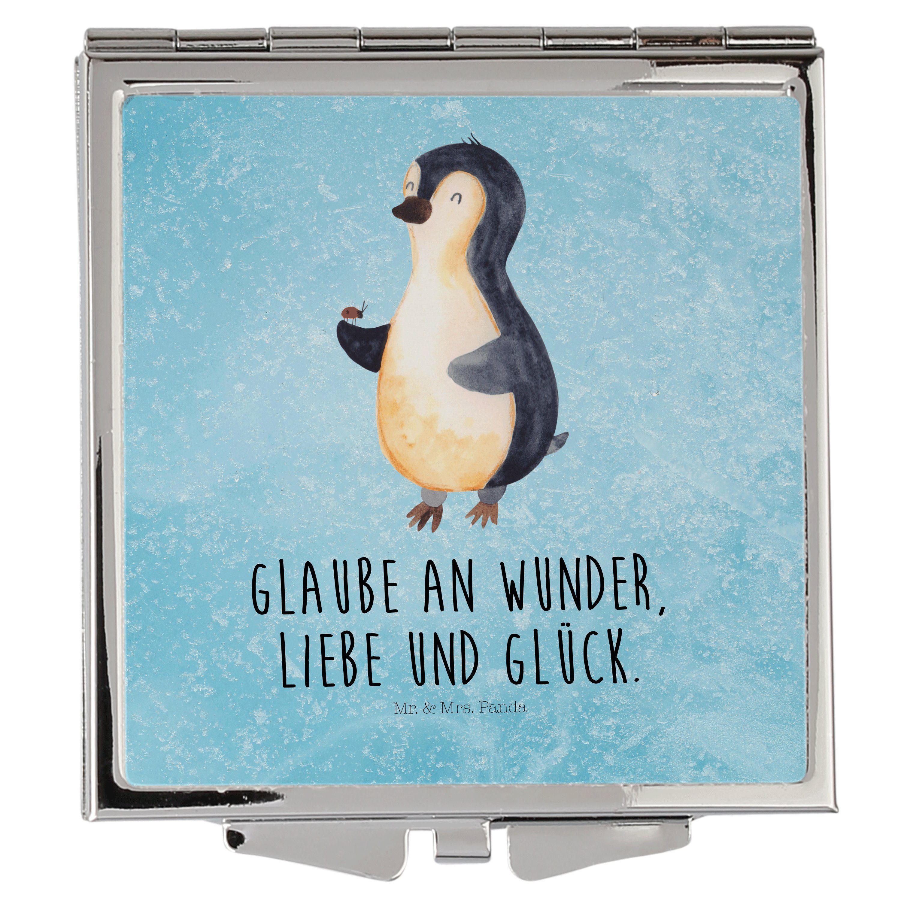 & - Marienkäfer Mr. Eisblau Pinguin Panda Geschenk, Handtasche, Liebe, Mrs. (1-St) Quadrat, Kosmetikspiegel -