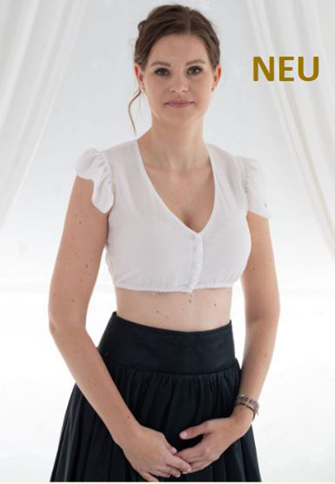 Pezzo D'oro Dirndlbluse Dirndlbluse creme mit Flügelärmeln aus edlem Organz günstig online kaufen