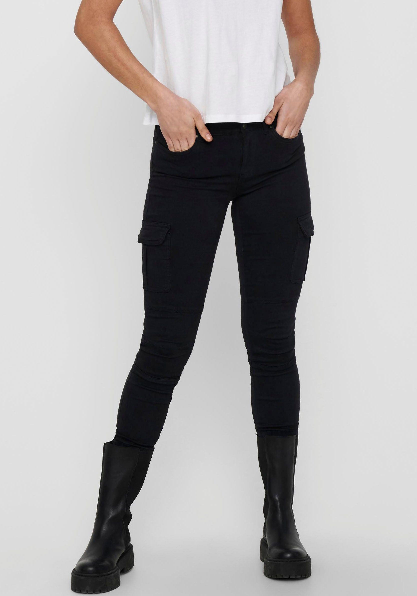 ONLY Cargohose ONLMISSOURI REG PNT ANK Washed CARGO Black