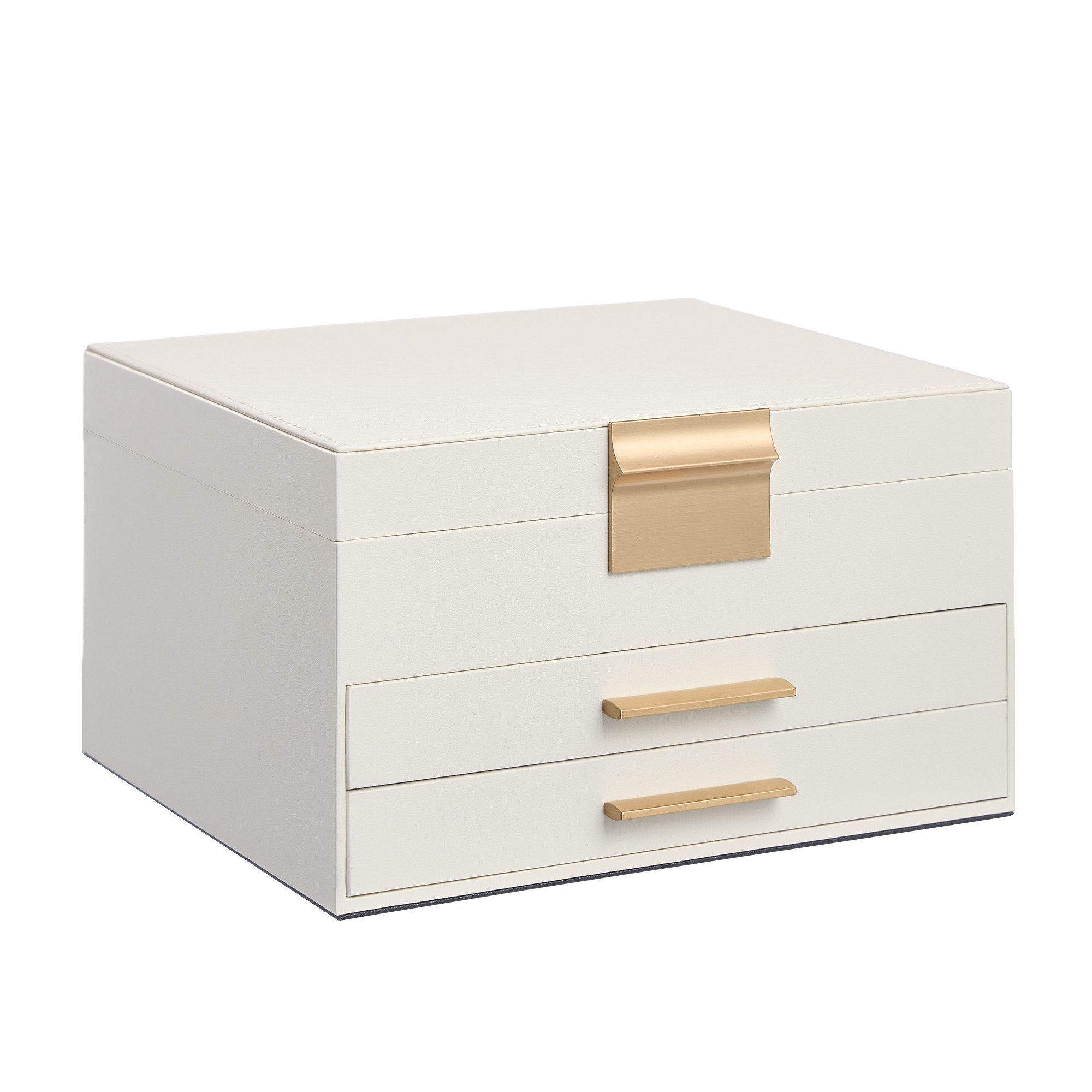 SONGMICS Schmuckkasten Schmuckaufbewahrung, Geschenkidee, mit 3 Ebenen, 2 Schubladen, Schmuckaufbewahrung, 20,3 x 23,1 x 13,5 cm