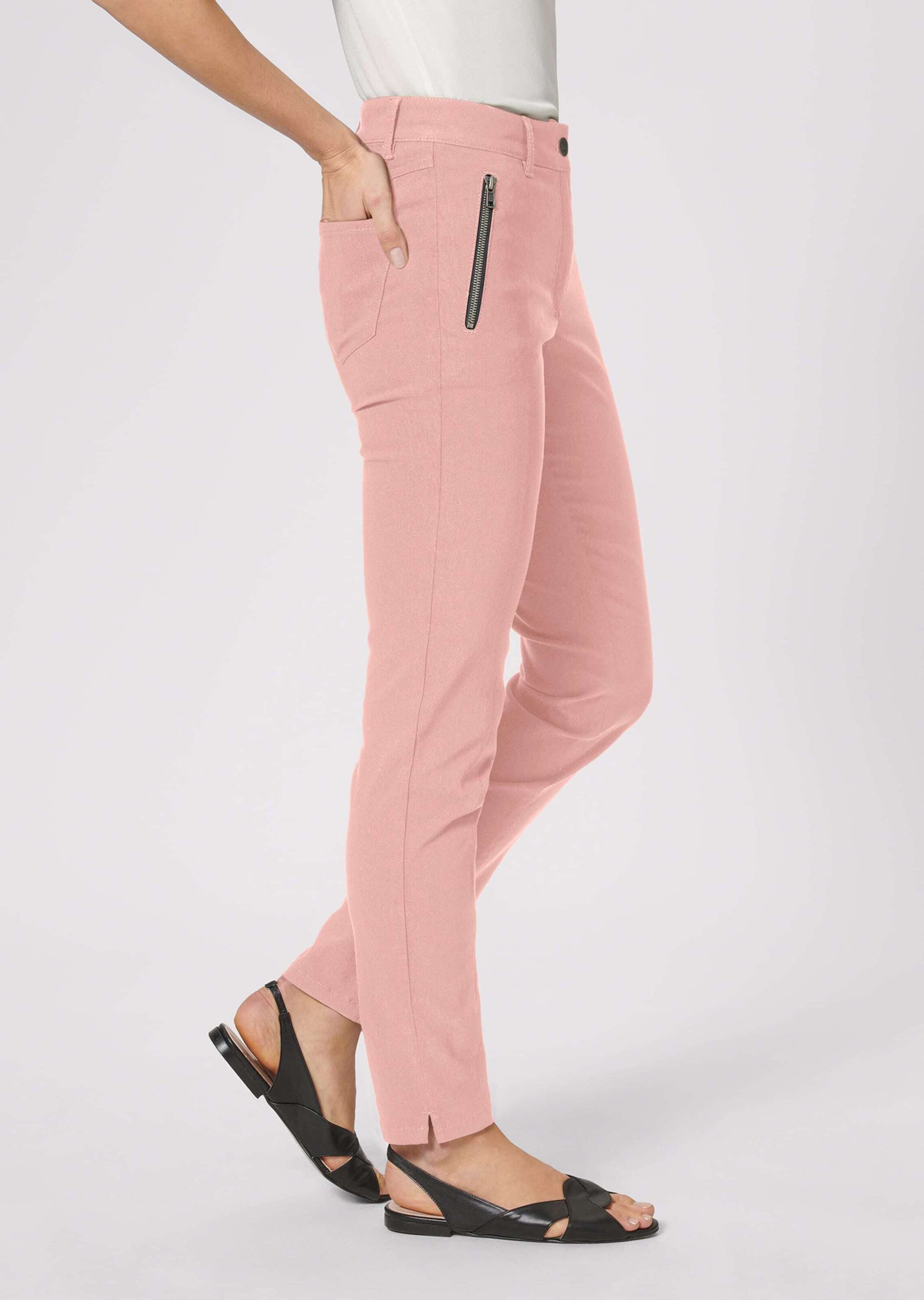 MADELEINE Stoffhose Schmale Skinny-Hose, Zippertaschen Unifarbenes Modell mit praktischem Zipper-Verschluss