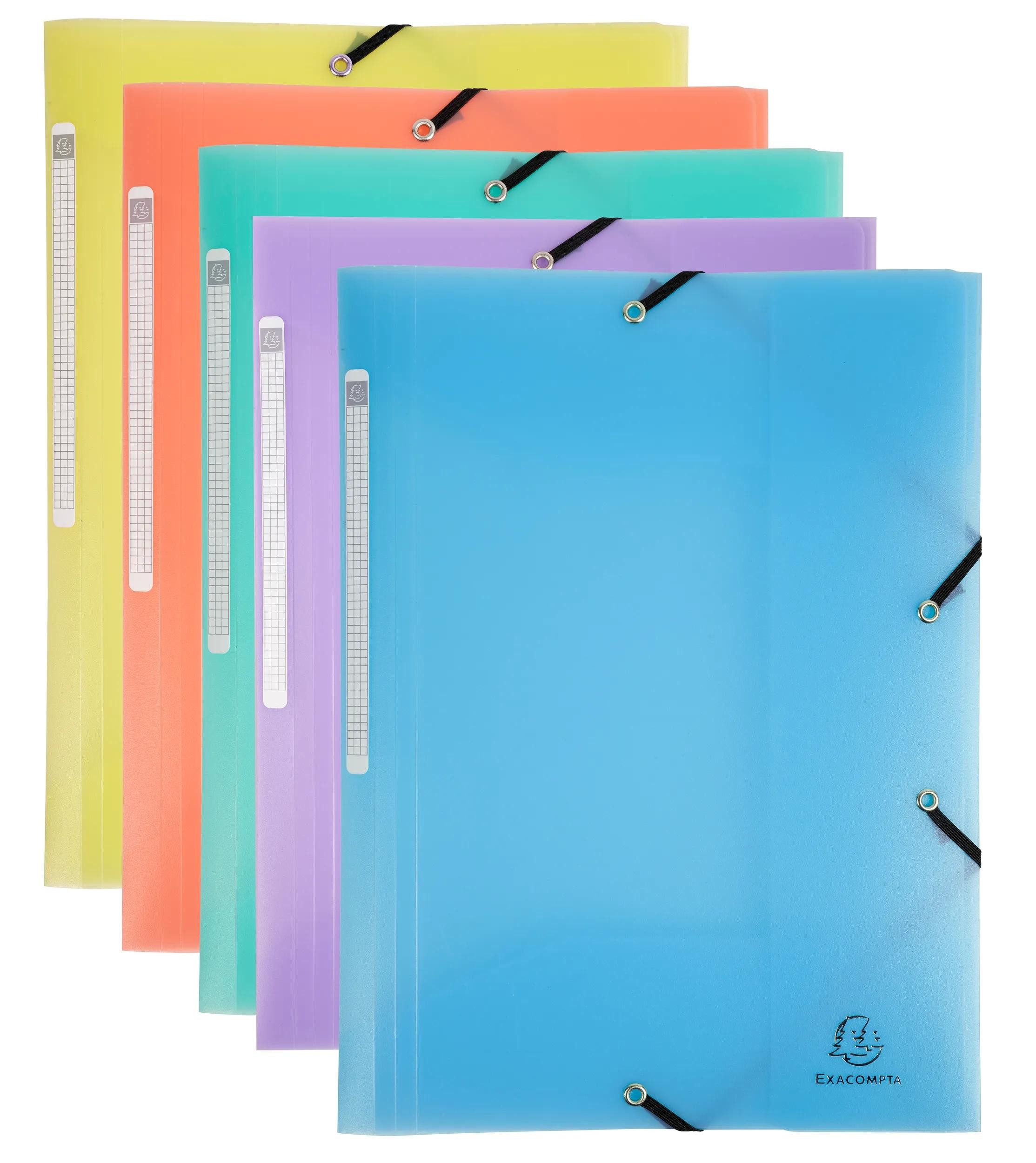 Organisationsmappe 25x Sammelmappe A4 + Gummizug, 3 Klappen, PP, sortiert, 55170E