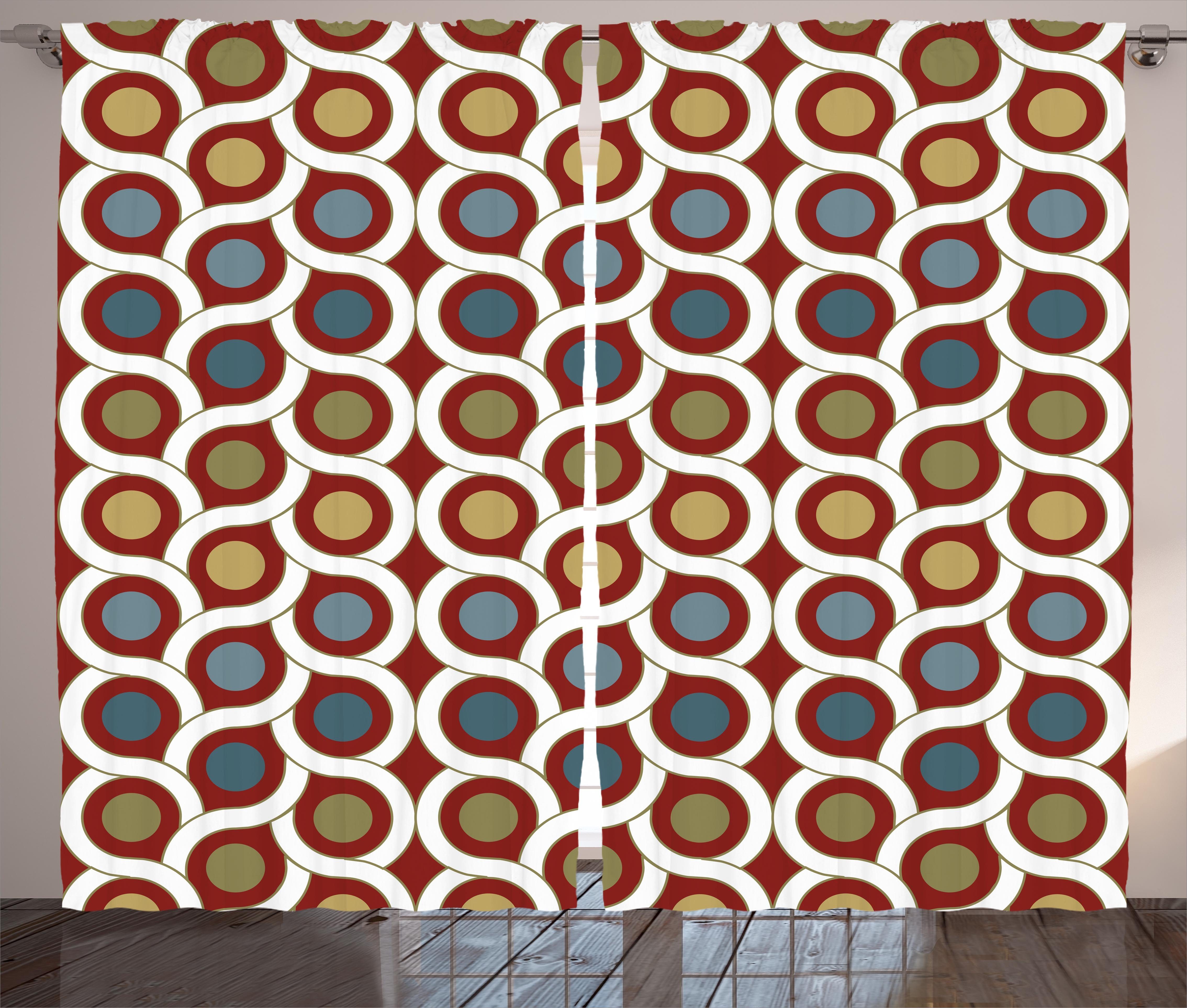 Gardine Schlafzimmer Kräuselband Vorhang mit und Kreisformen Runden Haken, Abstrakt Abakuhaus, Schlaufen