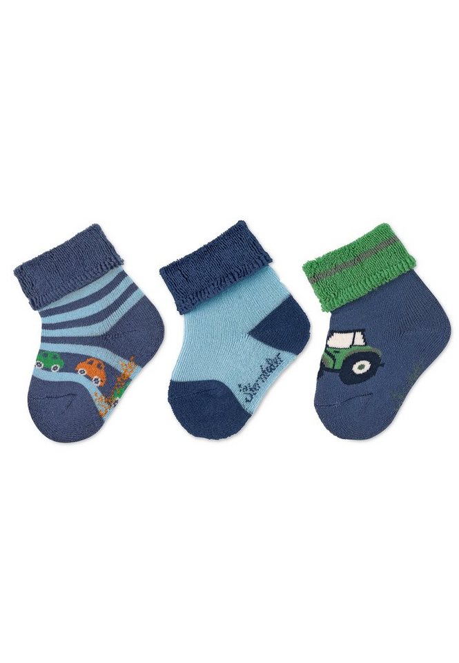 Sterntaler® Basicsocken Baby-Söckchen Autos, 3er-Pack (3er Pack Söckchen  mit Vollplüsch, Kindersocken gemustert) Babysocken mit süßen Motiven,  Kurzsocken mit Umschlag