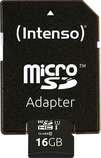 Intenso microSDHC UHS-I Premium + SD-Adapter Speicherkarte (16 GB, 45 MB/s Lesegeschwindigkeit)