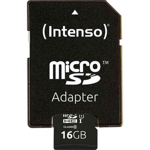 Intenso microSDHC UHS-I Premium + SD-Adapter Speicherkarte (16 GB, 45 MB/s Lesegeschwindigkeit)