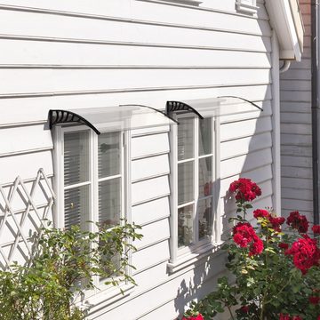 Outsunny Pultvordach Vordach für Haustür Überdachung 90x150cm Haustürdach aus Polycarbonat (Schutzdach, 1 St., Pultvordach), Sonnenschutz Regenschutz für draußen, Weiß
