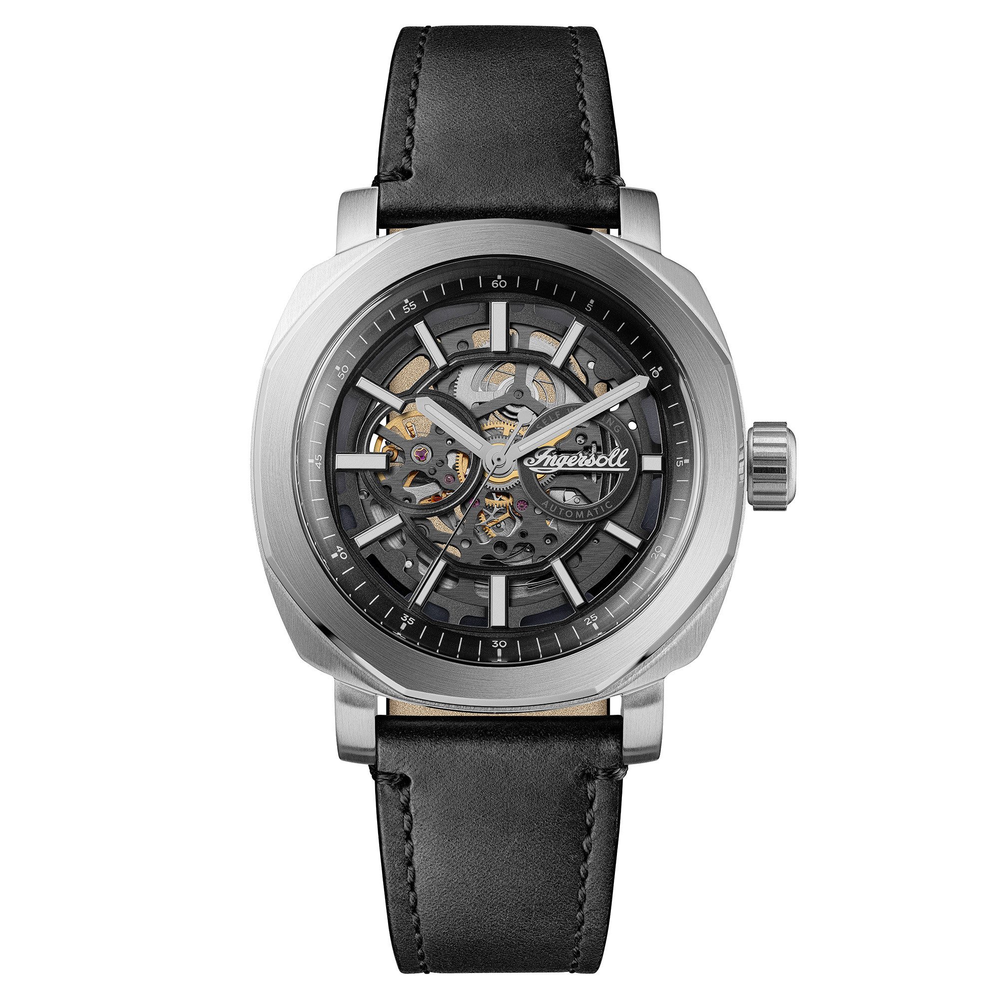 Ingersoll Automatikuhr The Outrider I16401, Armbanduhr, Herrenuhr, Mechanische Uhr, Lederarmband, analog