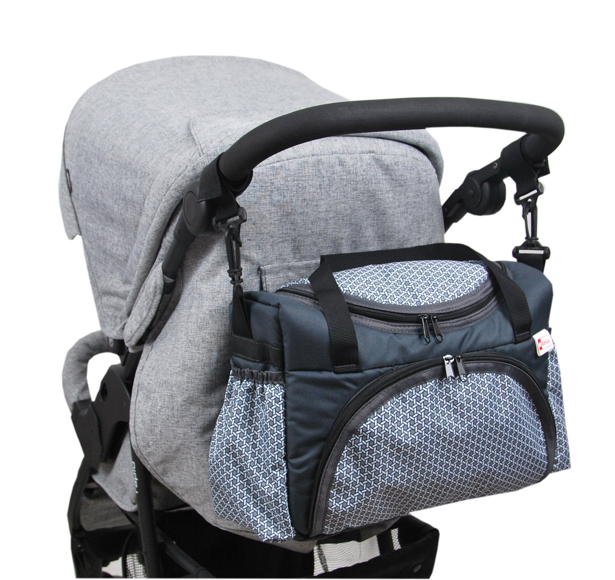 BabyLux Wickeltasche BABYLUX Kinderwagentasche 71. Magic Grey Windeltasche, Pflegetasche WICKELTASCHE