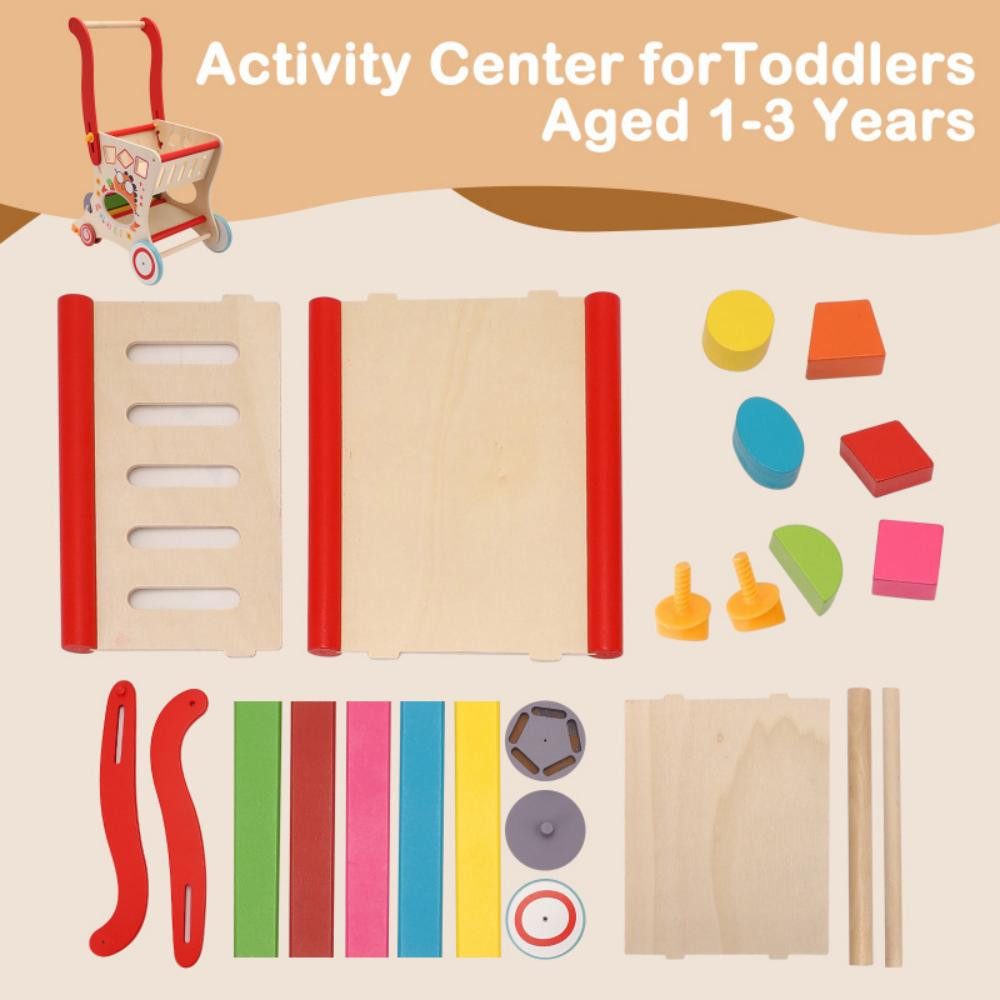 i@home Babywalker Wooden Lauflernhilfe-Sturdy,Multi-Functional Home Use Walking Aid, (Packung Set), Kinder Holz Lerngehgerät: Ergonomischer Walker&Spielcenter (1-3 Jahre)