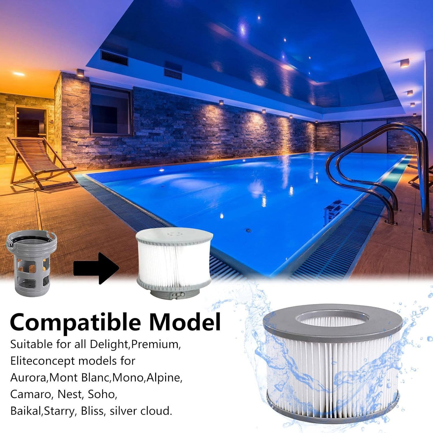 FELIXLEO Kartuschen-Filterpumpe Ersatzfilter für MSPA Whirlpool zubehör für MSPA FD2089 (12 St) – Bild 3 von 5