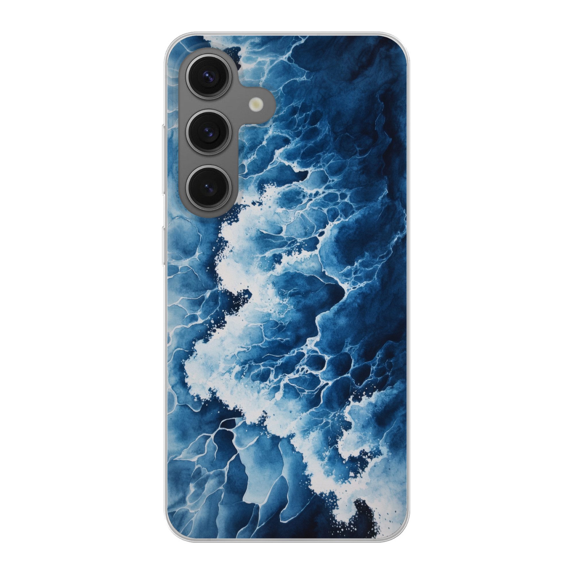 Handyhülle für Samsung Galaxy S25 Wellen - Blau - Schaumstoff
