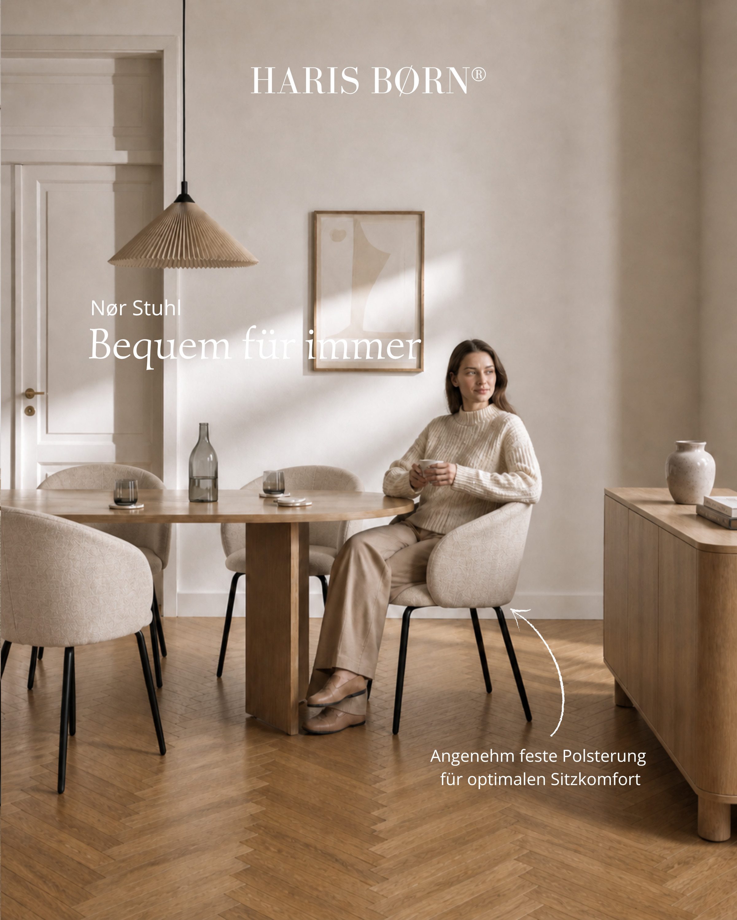 Haris Børn Esszimmerstuhl mit Armlehnen - Hochwertige Polsterstühle für Esszimmer (Set, 2 St), Premium Esszimmer Stühle & Wohnzimmer Stühle