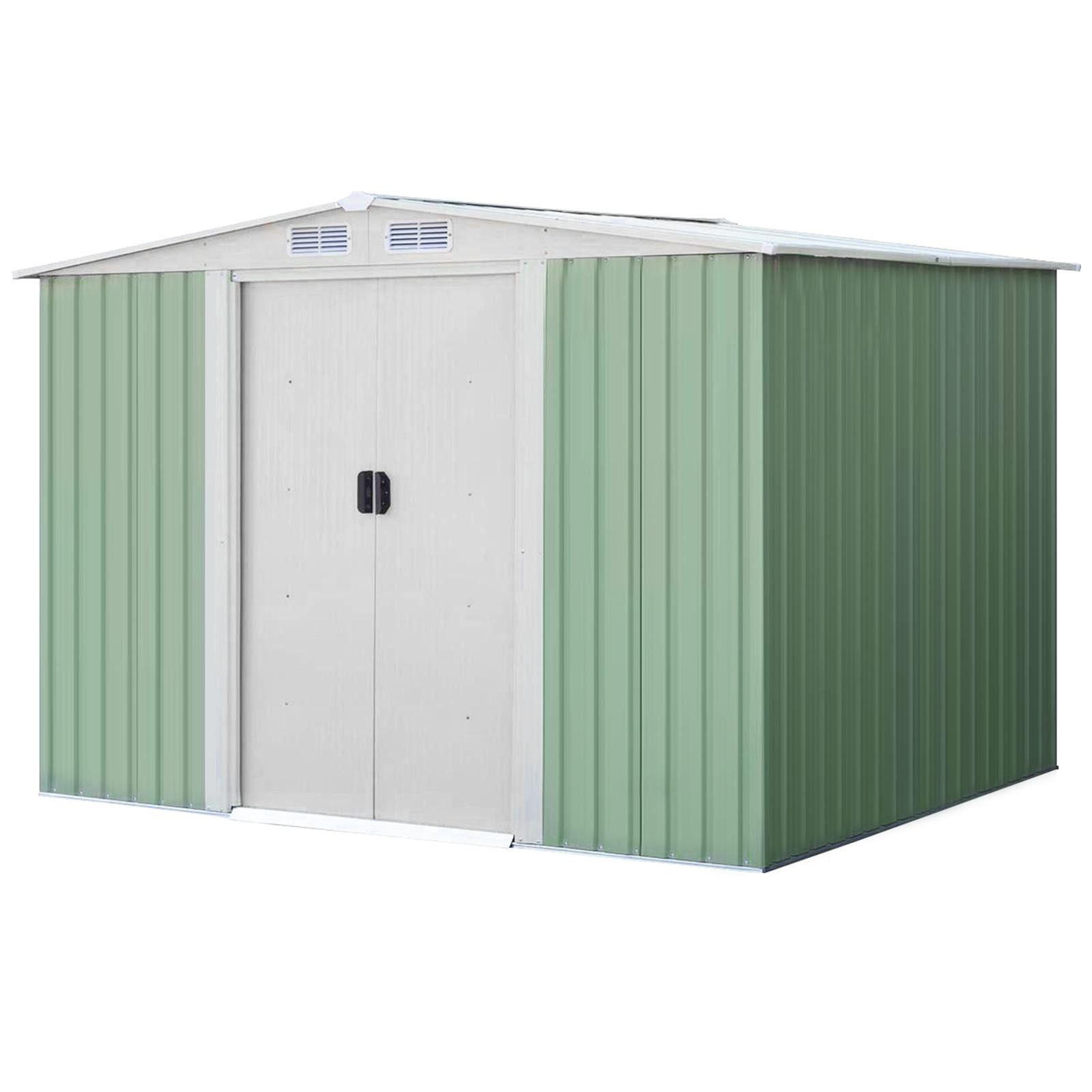 KOMFOTTEU Gerätehaus Geräteschuppen, aus Metall, mit Fenster, 205x 257x175,5cm