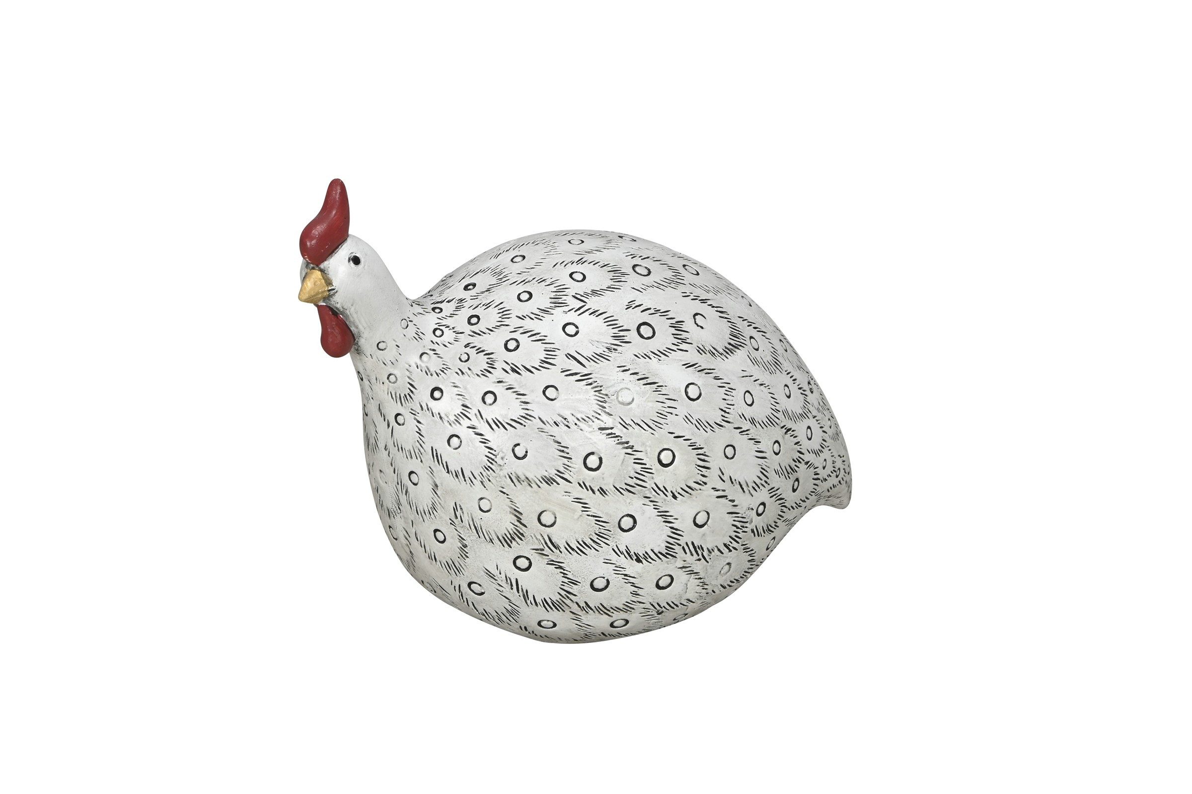 Dekofigur Perlhuhn Huhn weiss/schwarz Ø18x9cm H13cm Polyresin Ostern Figur