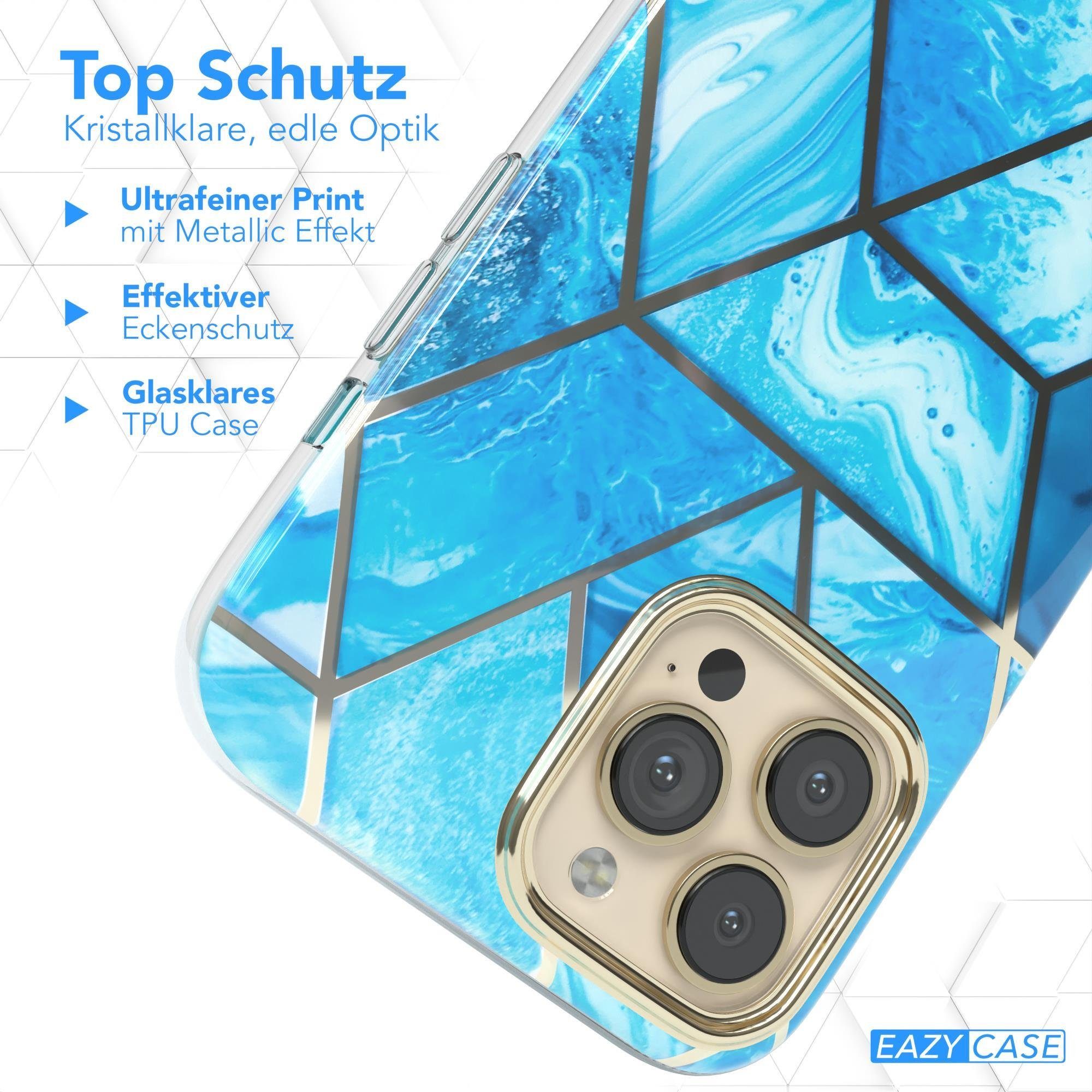 EAZY CASE Handyhülle IMD Fullcover Case für Apple iPhone 13 Pro Max 6,7 Zoll, Schutzfolie Schutzhülle mit Kameraschutz Komplettschutz Backcover Blau – Bild 4 von 5