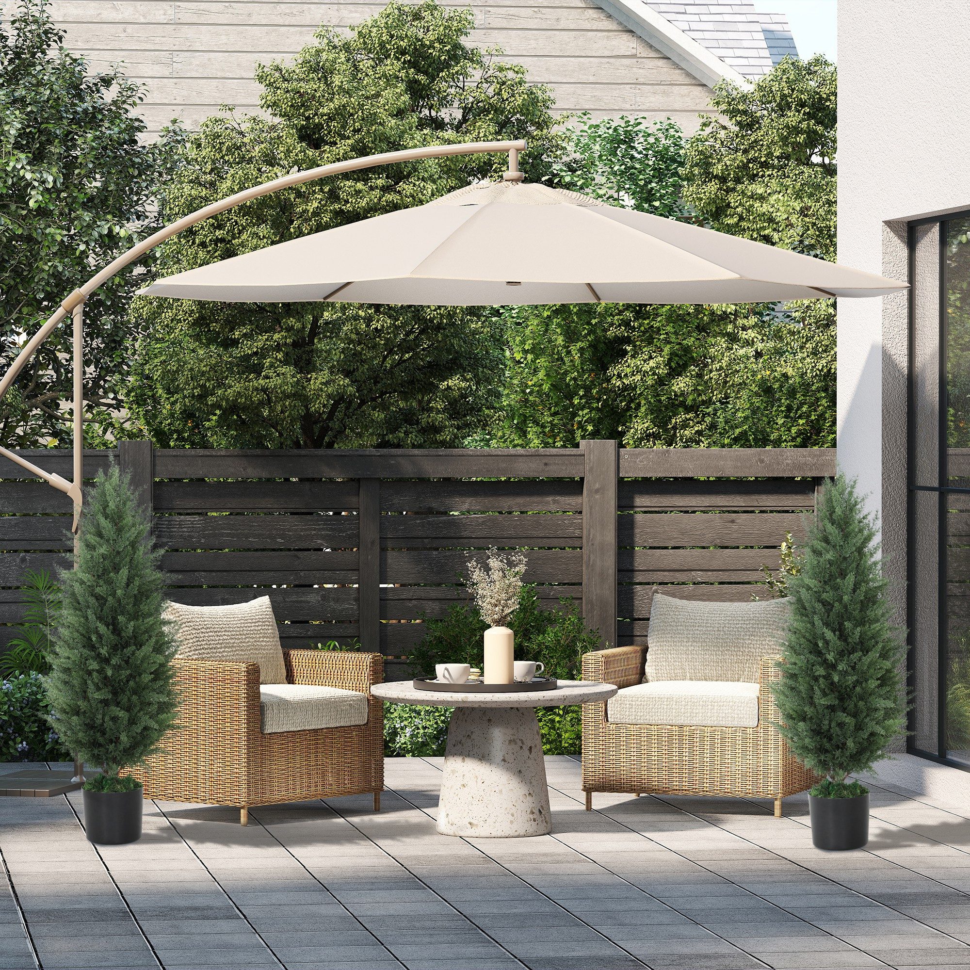 Kunstpflanze Künstliche Pflanzen 2er-Set groß 90 cm Zypresse, HOMCOM, Höhe günstig online kaufen