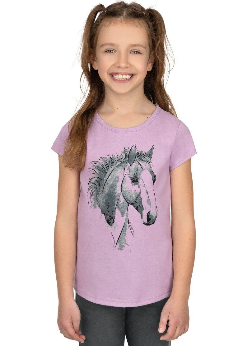 T-Shirt Druckmotiv T-Shirt mit Großes Pferdemotiv, niedlichem Trigema TRIGEMA auf Vorderteil