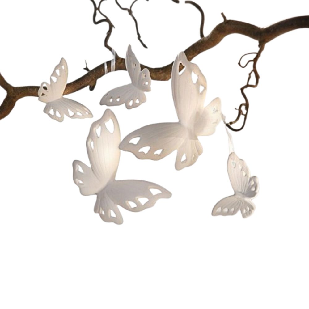 Home-trends24.de Dekohänger Schmetterlinge Weiß Deko Hänger Hängedeko Porze günstig online kaufen
