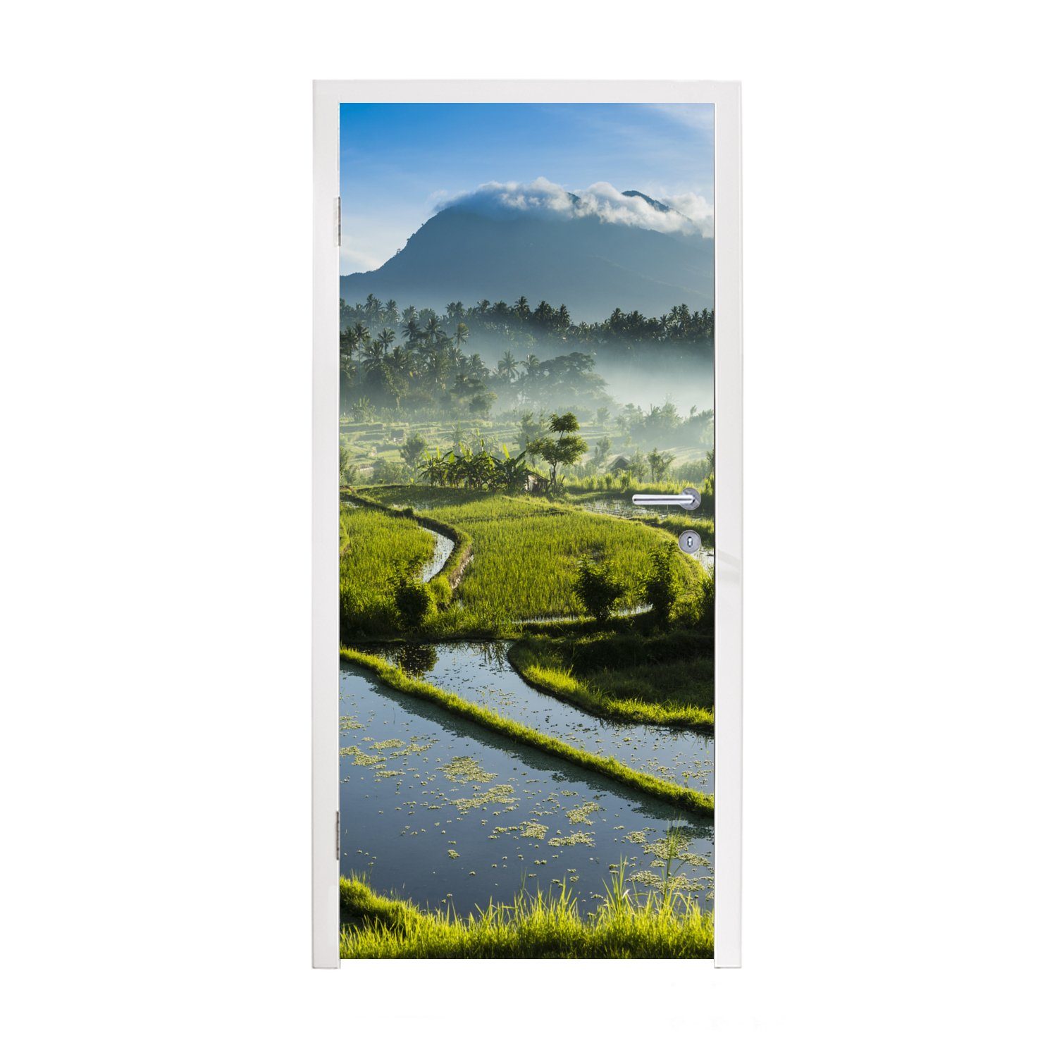 Türtapete (1 bedruckt, cm Fototapete Türaufkleber, Matt, 75x205 Tür, Reisfelder auf St), Bali, für MuchoWow
