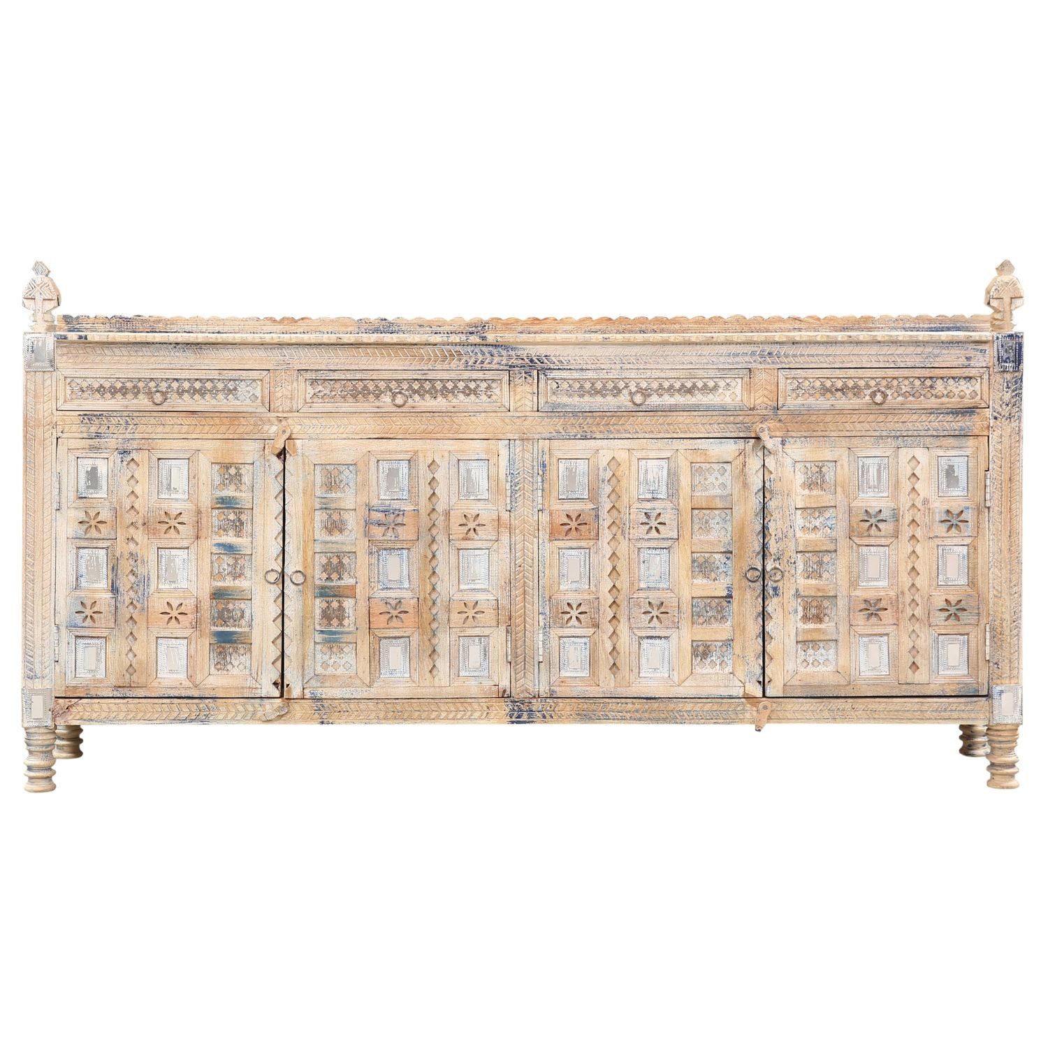 Sideboard Orientalische Vintage Sideboard Kommode Hajiba Weiss 186cm
