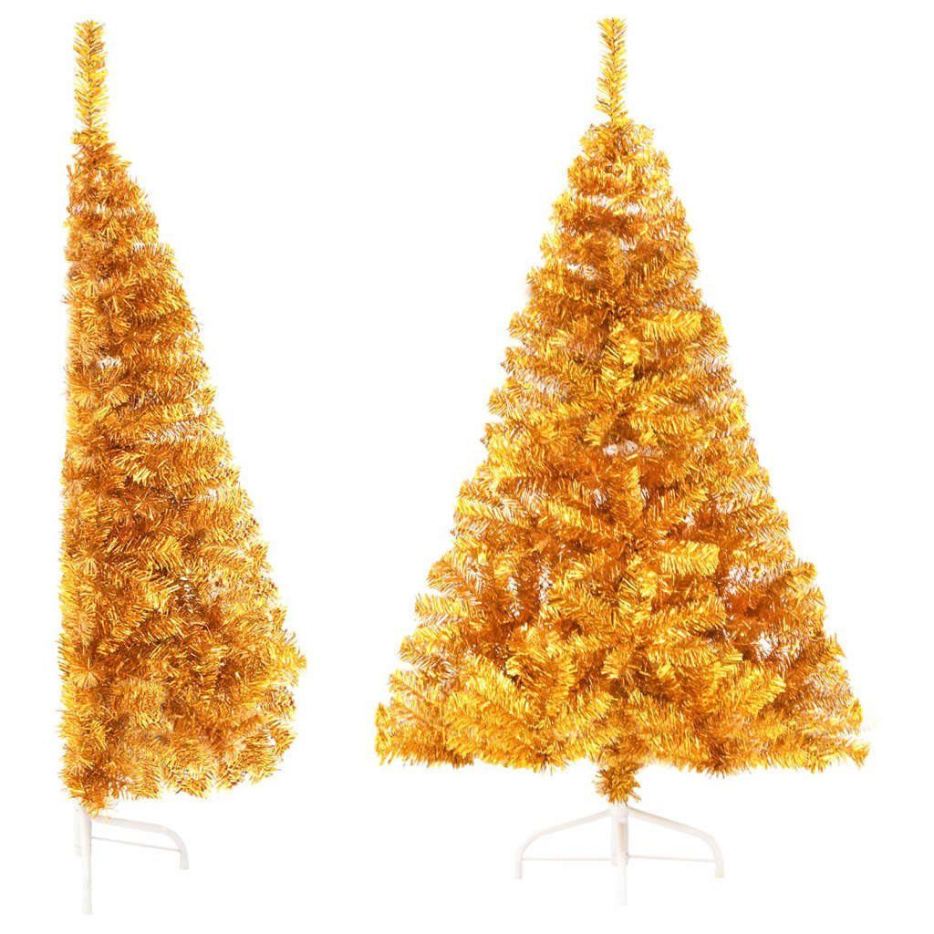 mit cm Ständer furnicato Weihnachtsbaum Halb-Weihnachtsbaum Künstlicher PET Gold 120 Künstlicher