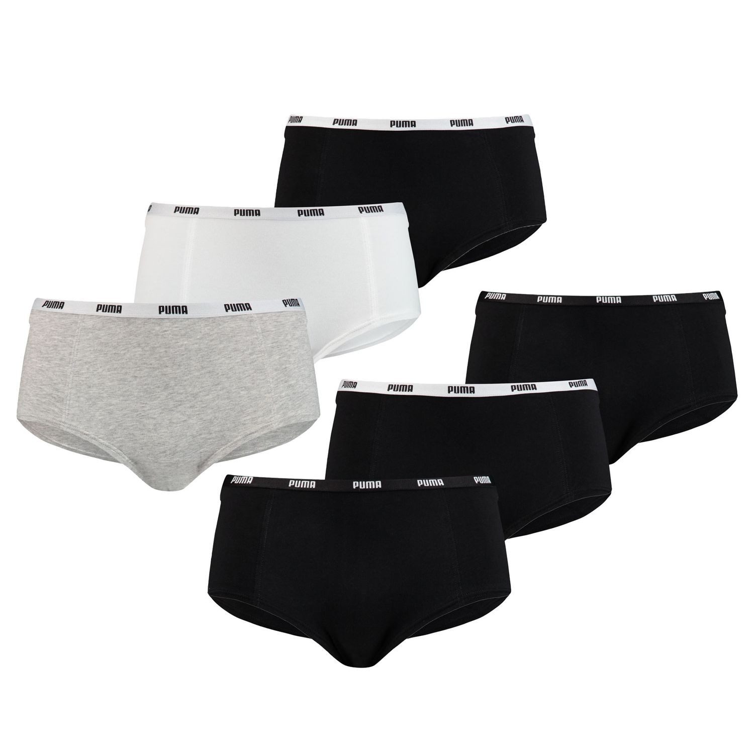 PUMA BODYWEAR Panty Mini Shorts Comfort Cotton Stretch (Set) Webgummibund, Logo