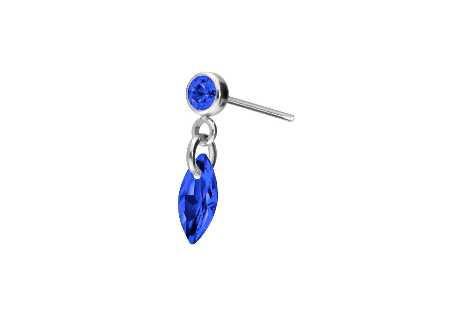 Piercing-Set Titan Aufsatz mit Push Pin KRISTALLOVAL