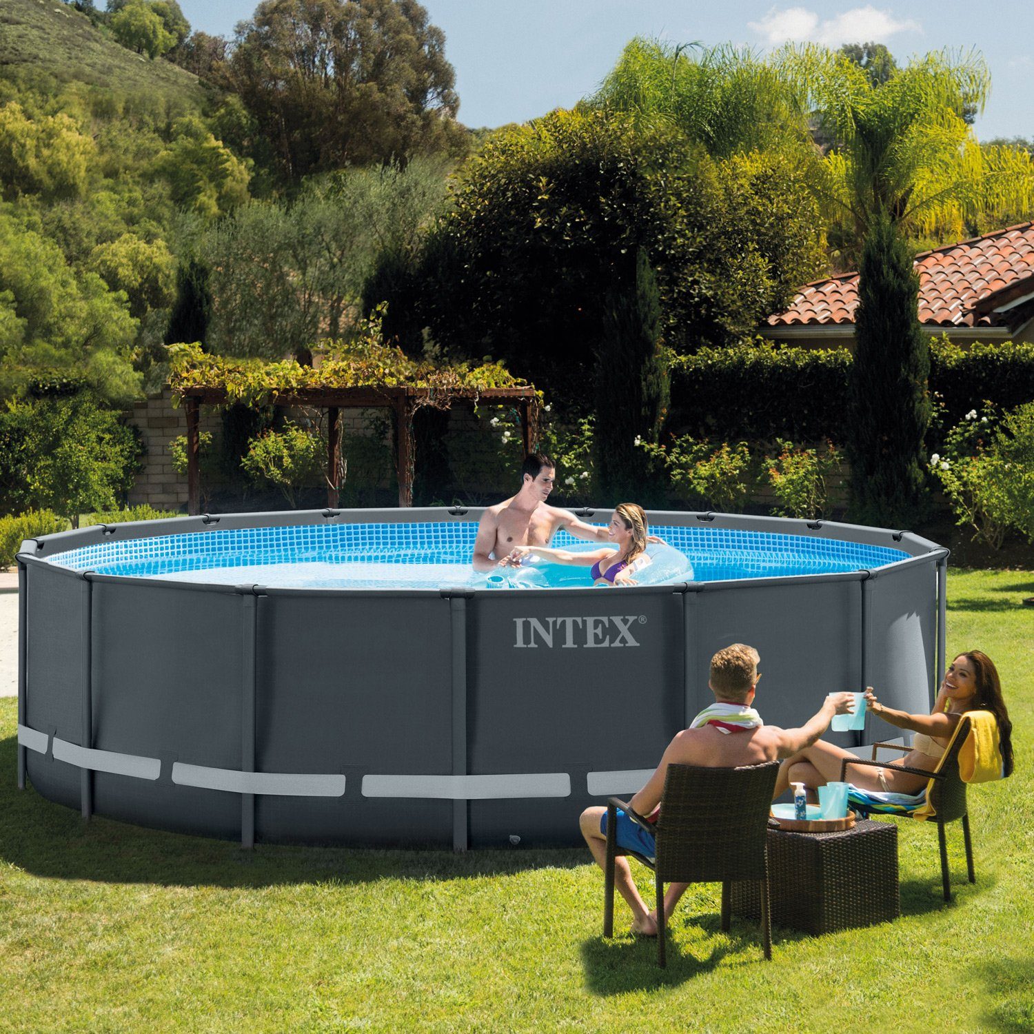 Intex Framepool Set "Ultra Rondo XTR", (488 x 122 cm inkl. Sandfilteranlage), pulverbeschichtetem Stahl