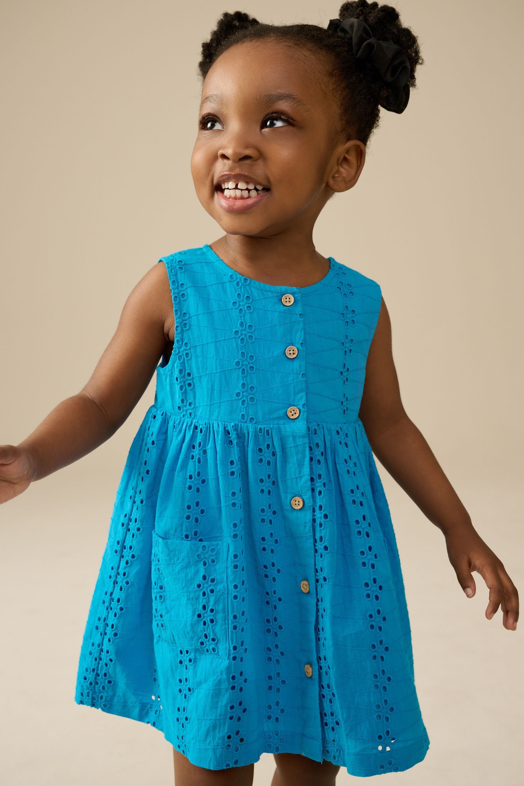 Next Sommerkleid Ärmelloses Kleid aus 100 % Baumwolle mit Tasche (1-tlg)