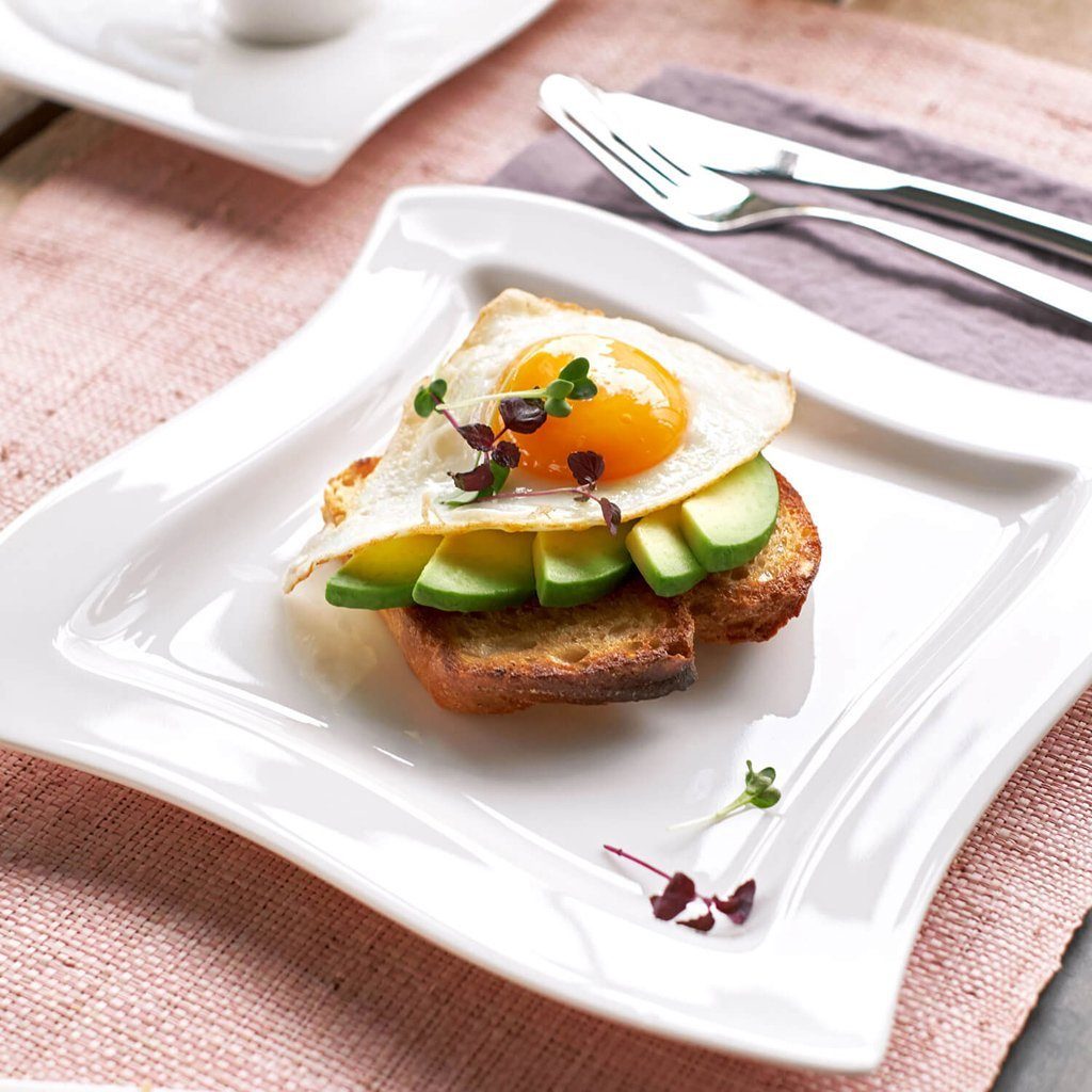 Villeroy & Boch Frühstücksteller NewWave quadratischer Frühstücksteller 24x24cm, (1 St), Premium Porcelain, mikrow.- & spülm.sicher, Made in Germany