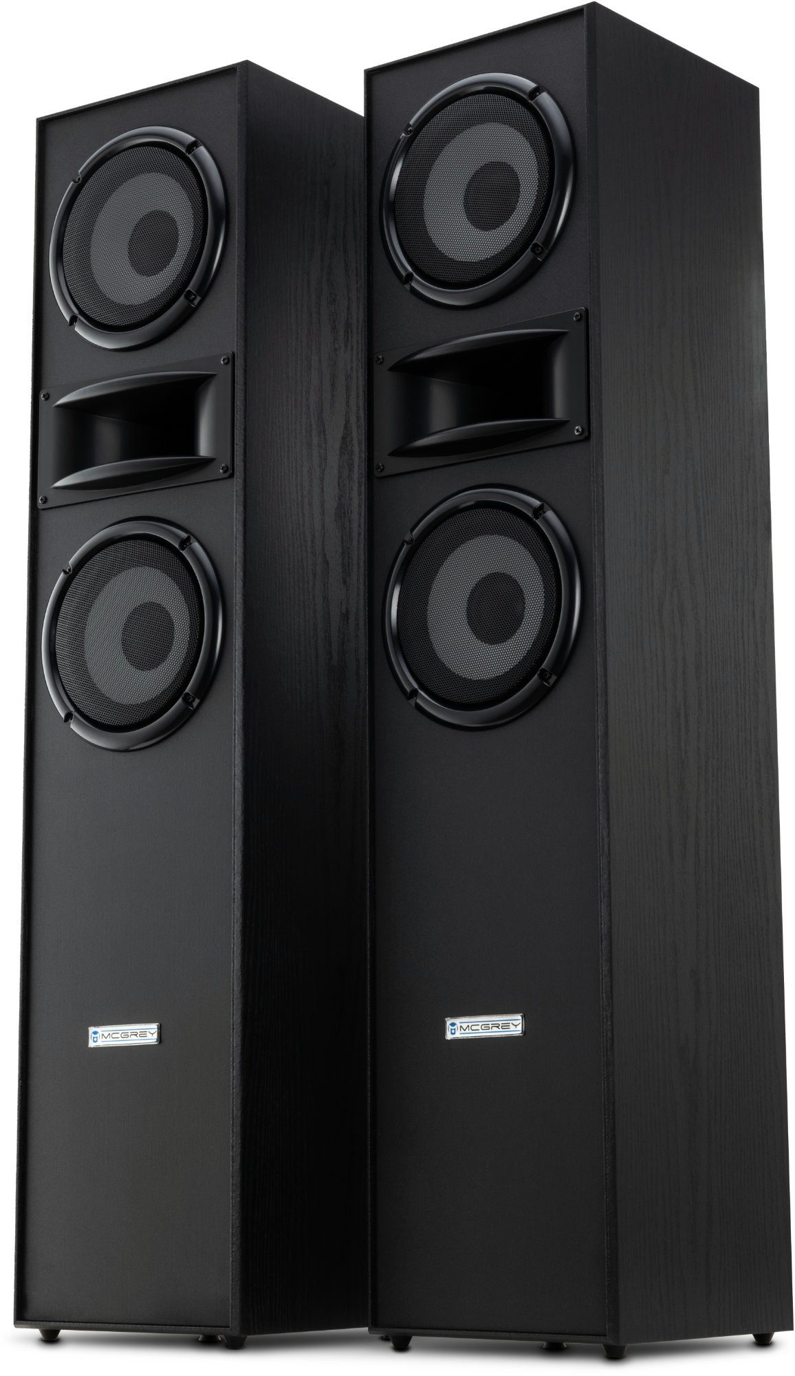 McGrey HTS-65320 BK 3-Wege HiFi Boxen Paar, schwarz Stand-Lautsprecher (kein Netzwerkstandard, 320 W, Bassreflex-Konstruktion, Maserung in Holzoptik)