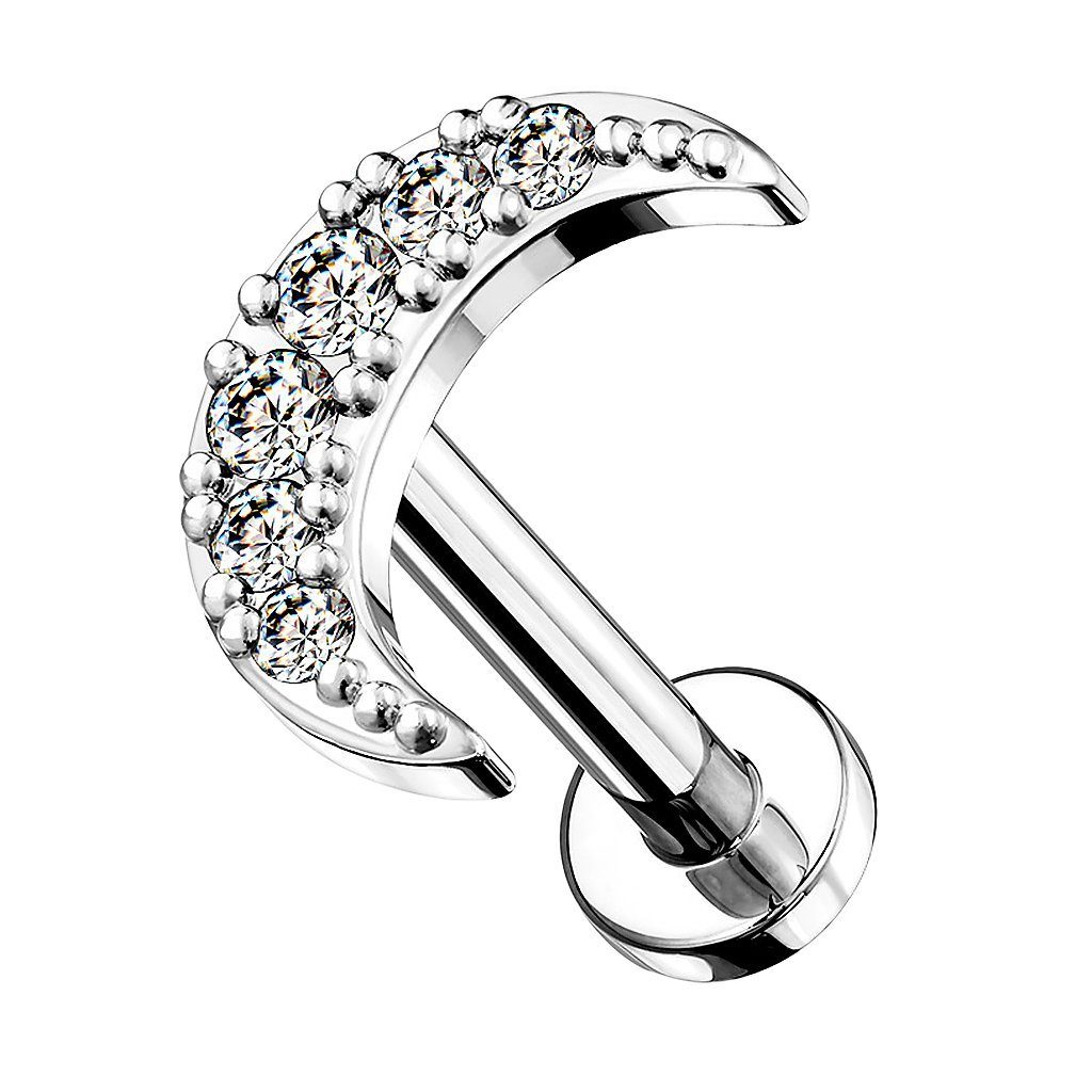 Taffstyle Piercing-Set Ohr Tragus Knorpel Lippen Labret Kristall Halbmond, günstig online kaufen