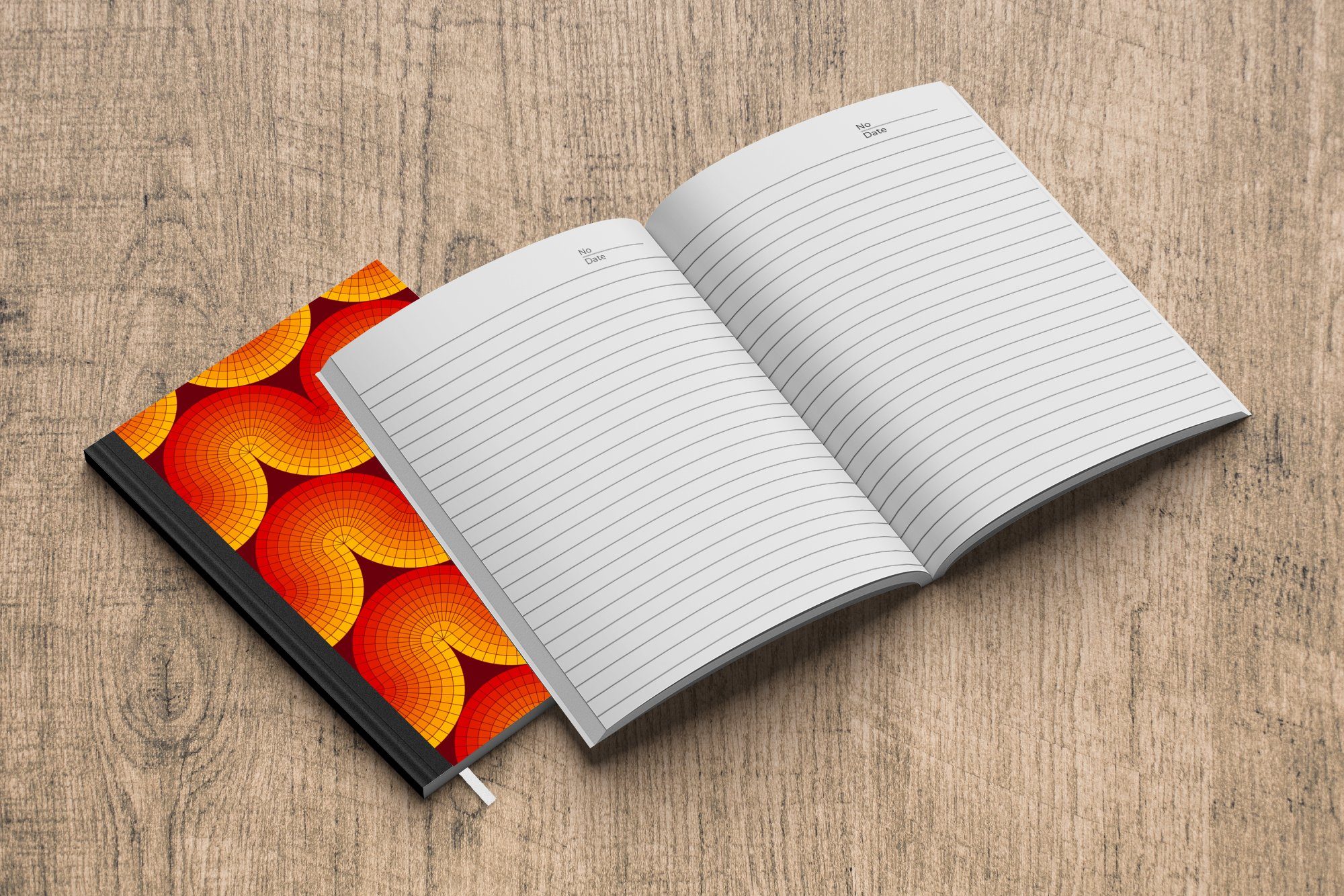 98 Design Notizbuch Rot Haushaltsbuch Merkzettel, Notizheft, - Abstrakt, A5, Tagebuch, Journal, - Retro Seiten, - MuchoWow