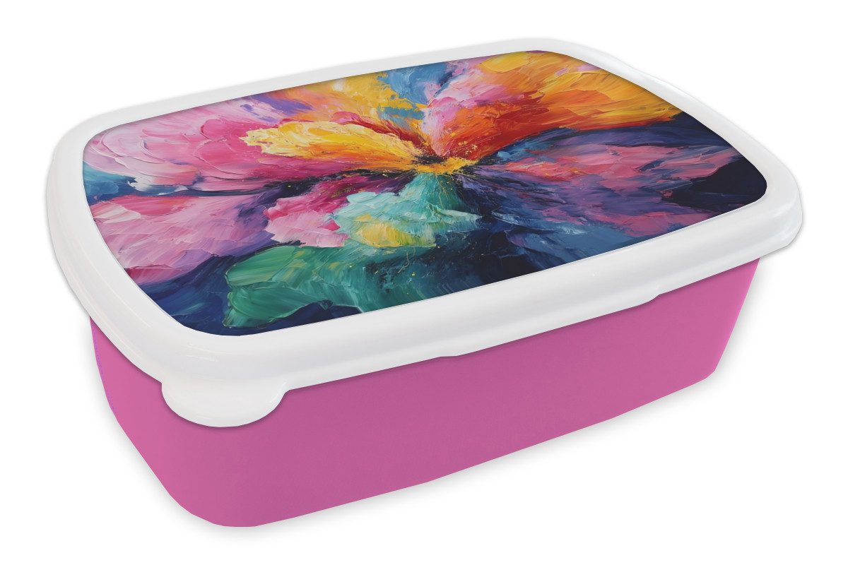 MuchoWow Lunchbox Blumenexplosion - Mehrfarbig - Bewegend, Kunststoff, (2-tlg), Brotdosen, Lunch Box, Brotbox für Kinder und Erwachsene