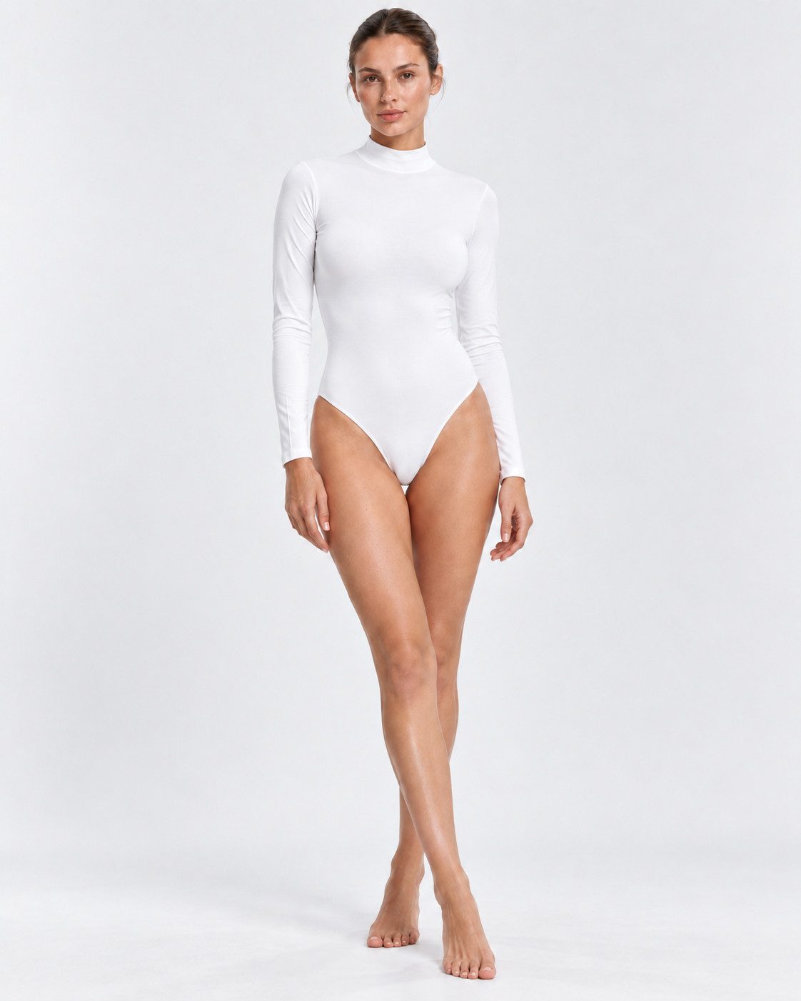 fashionshowcase Langarmbody Damen mit Halbkragen – Eleganter Bodysuit mit Hakenverschluss Hakenverschluss für einfaches An- und Ausziehen, schlichte Eleganz. – Bild 5 von 5