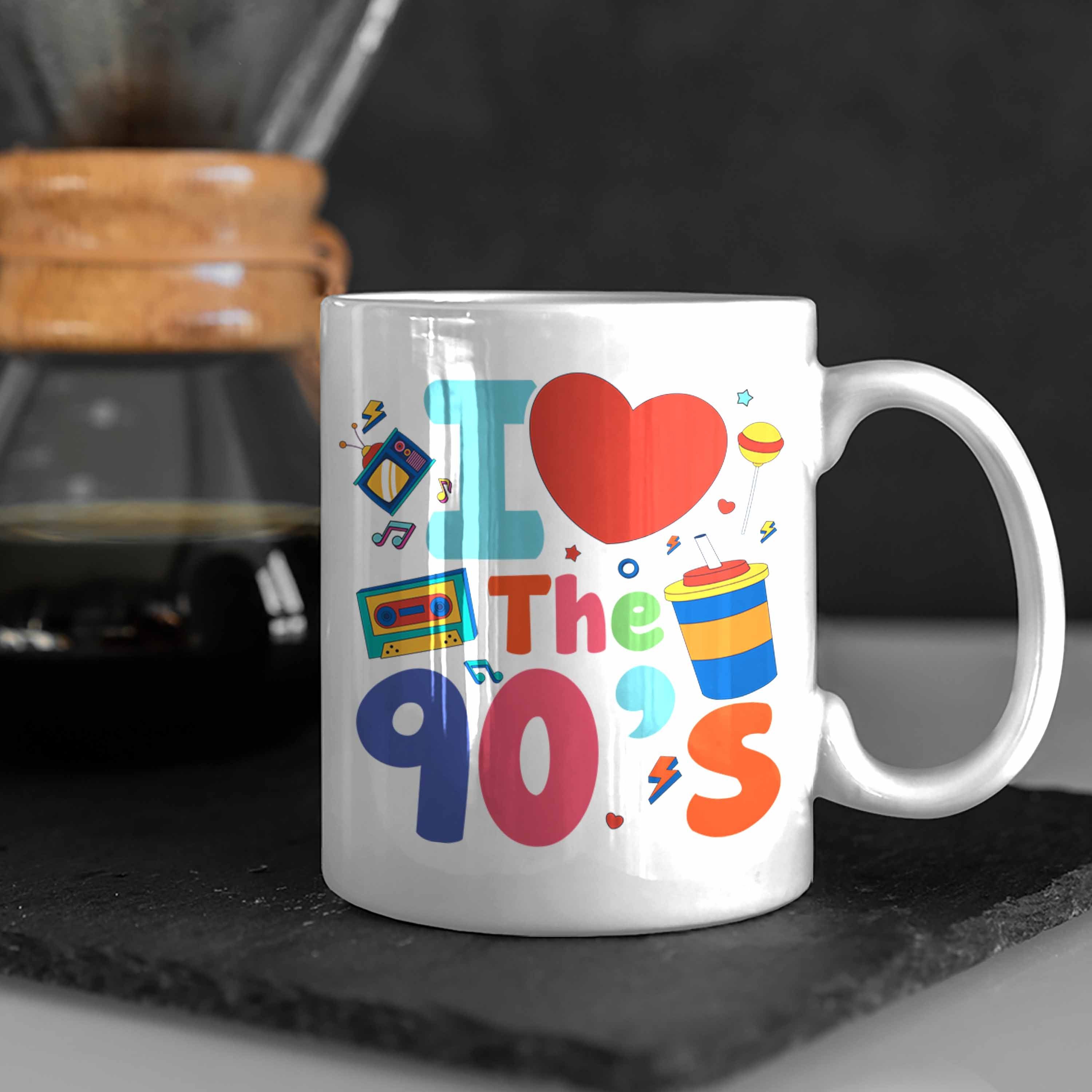 Trendation Tasse Trendation - The Love 90er Weiss 90's I Jahre Geschenkidee Party Geschenk Neunziger Tasse