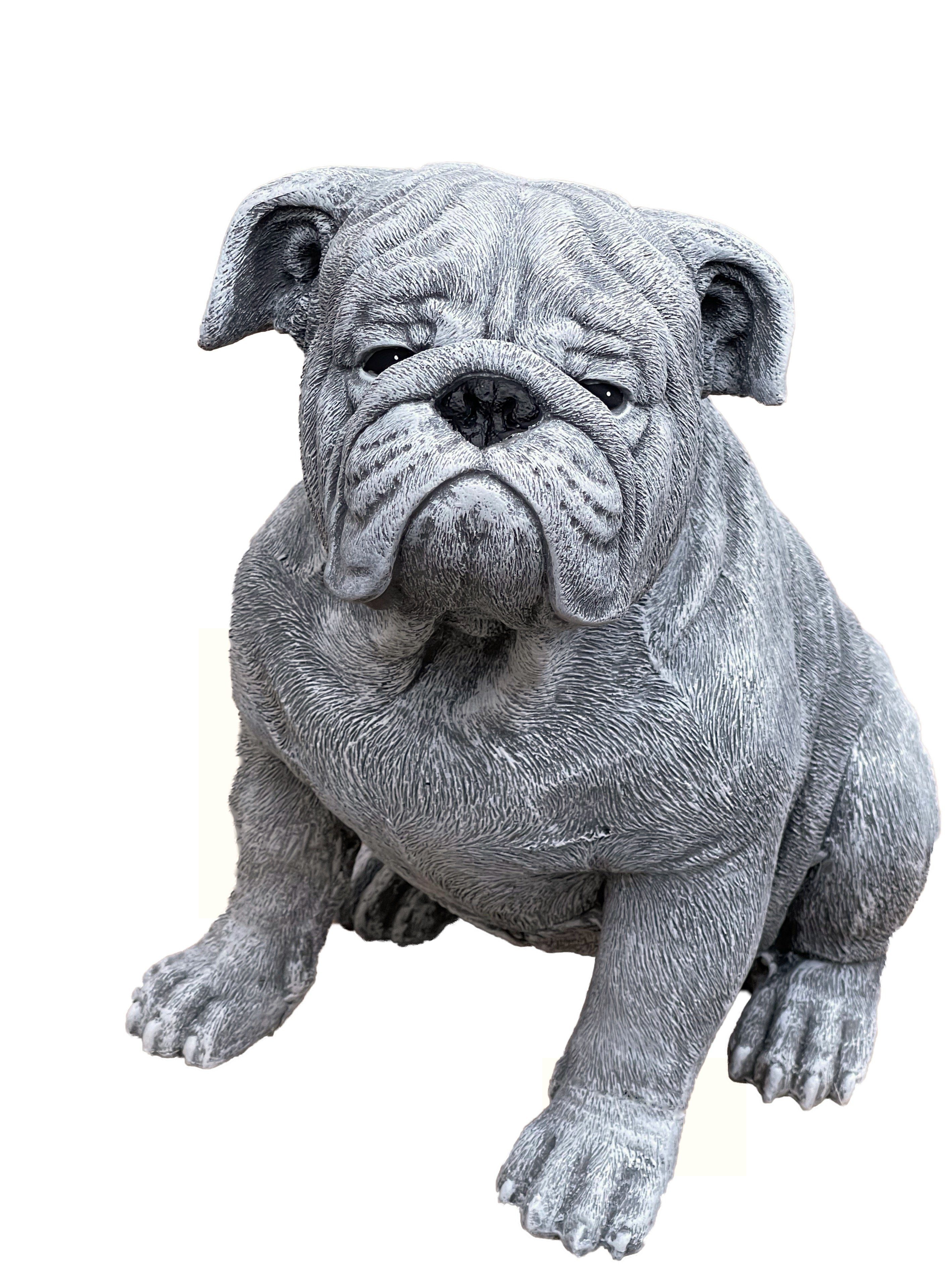 Stone and Style Gartenfigur Frostfeste Steinfigur große Bulldogge Elsa