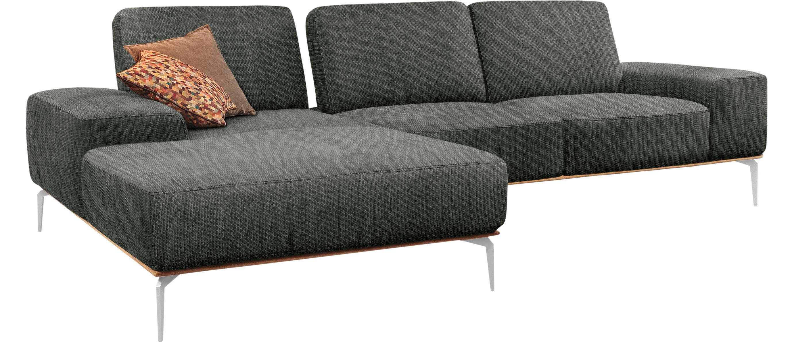 in cm Chrom mit run, W.SCHILLIG Holzsockel, 299 glänzend, Breite Ecksofa elegantem Füße