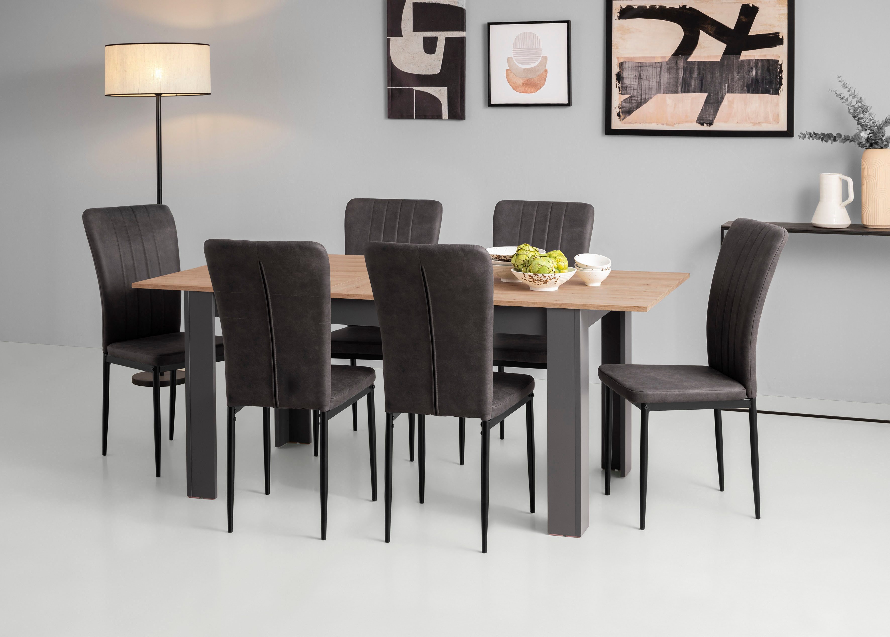 Home affaire Essgruppe Bergamo, (Set, 7-tlg), 7-tlg. Essgruppe mit ausziehbarem Tisch, erhältlich in vielen Farben