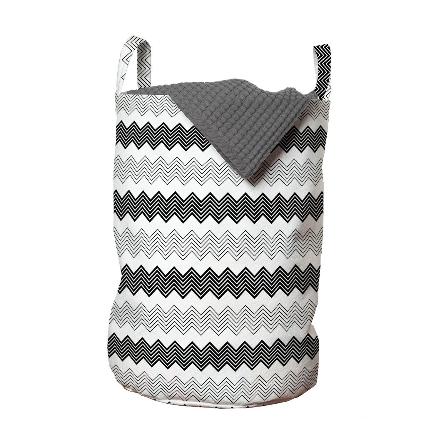 Abakuhaus Wäschesäckchen Wäschekorb mit Griffen Kordelzugverschluss für Waschsalons, Abstrakt Zigzags Muster