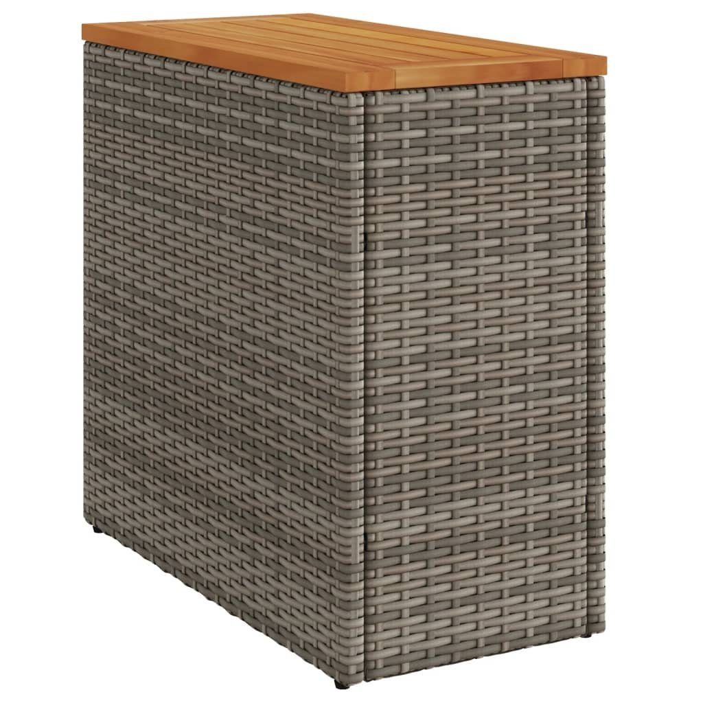 vidaXL Gartentisch Garten-Beistelltisch mit Holzplatte Grau 58x27,5x55 cm Rattan (1-St)