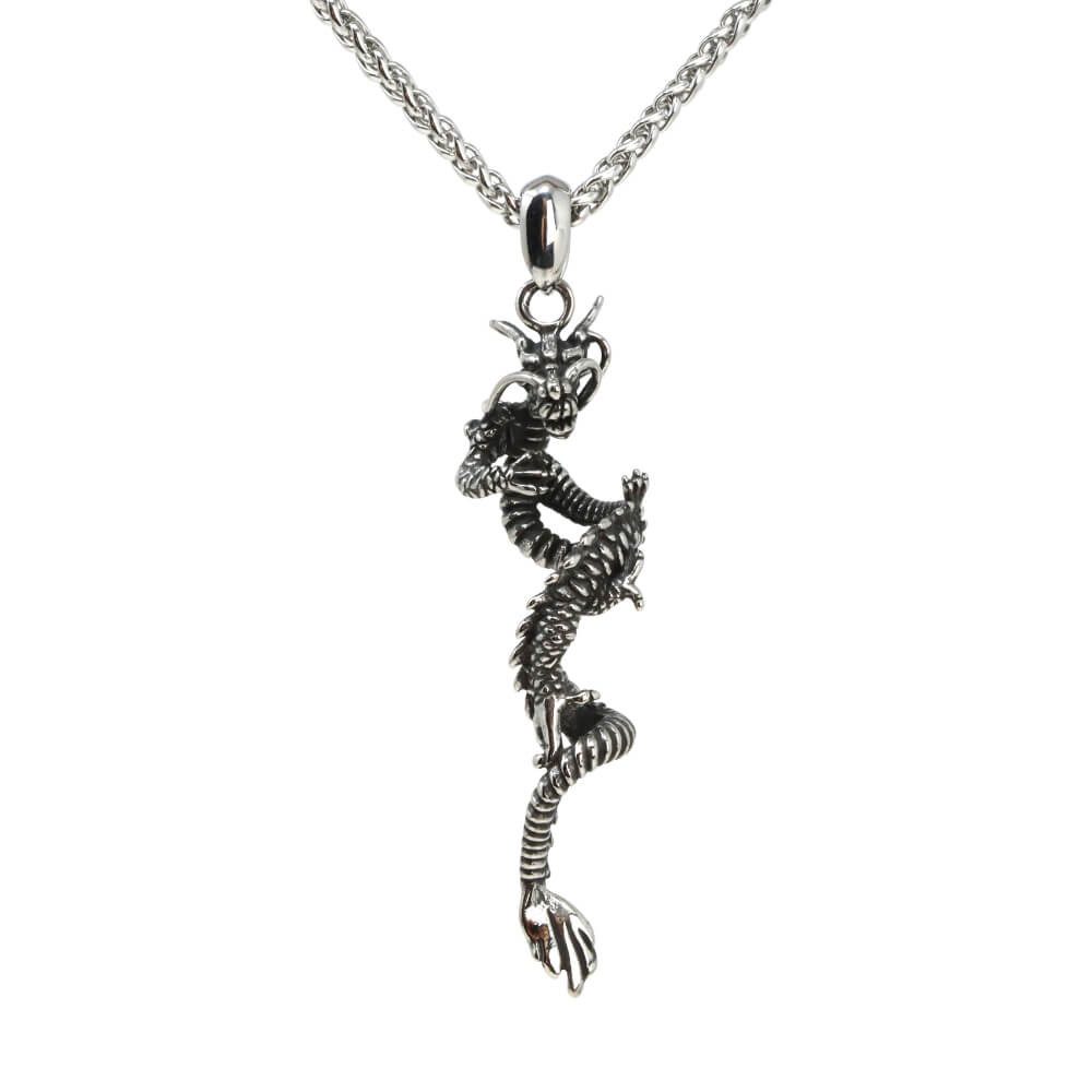Kette mit Anhänger Lederkette Edelstahlkette 316L DRACHE
