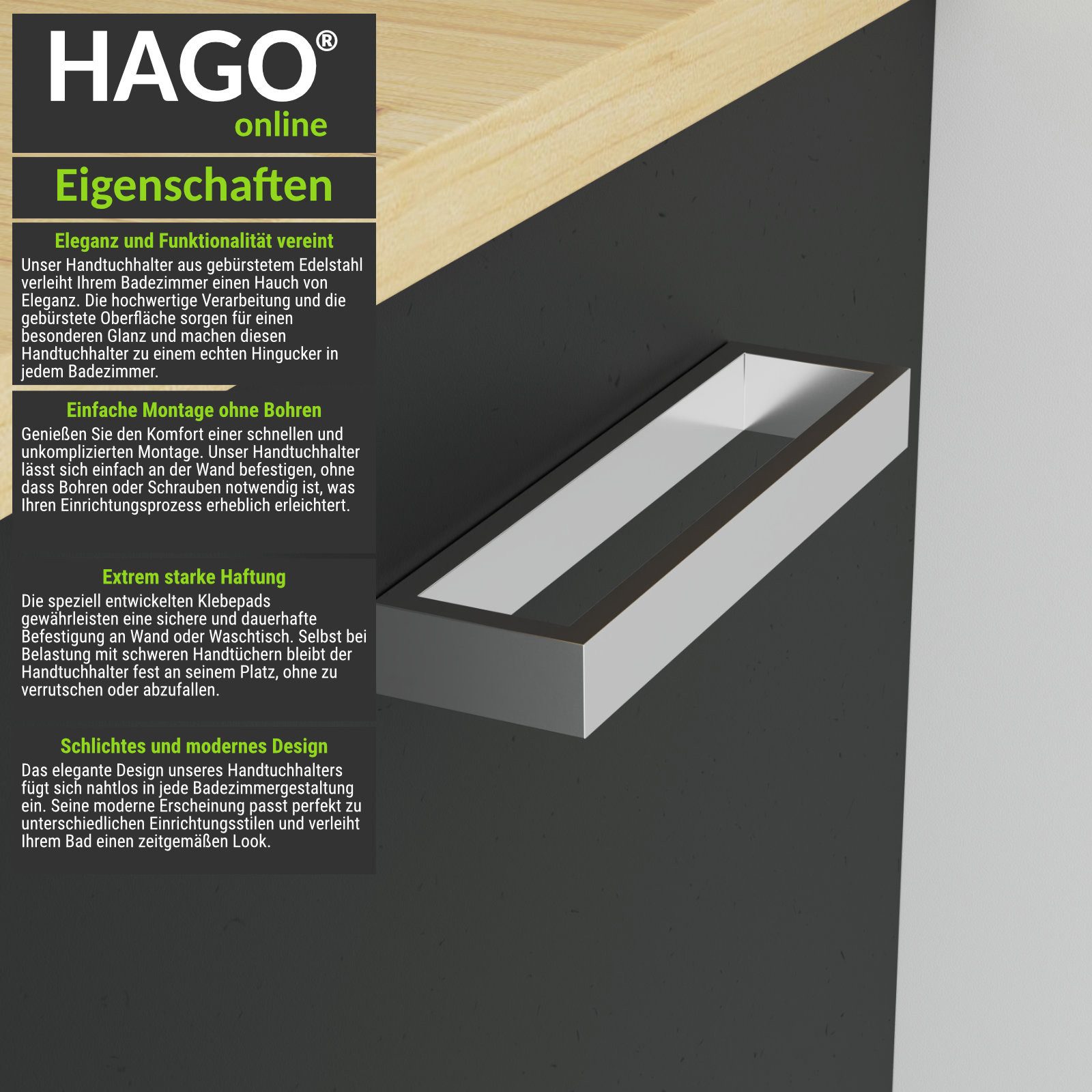 HAGO Handtuchhalter Handtuchhalter zum Kleben ohne günstig online kaufen