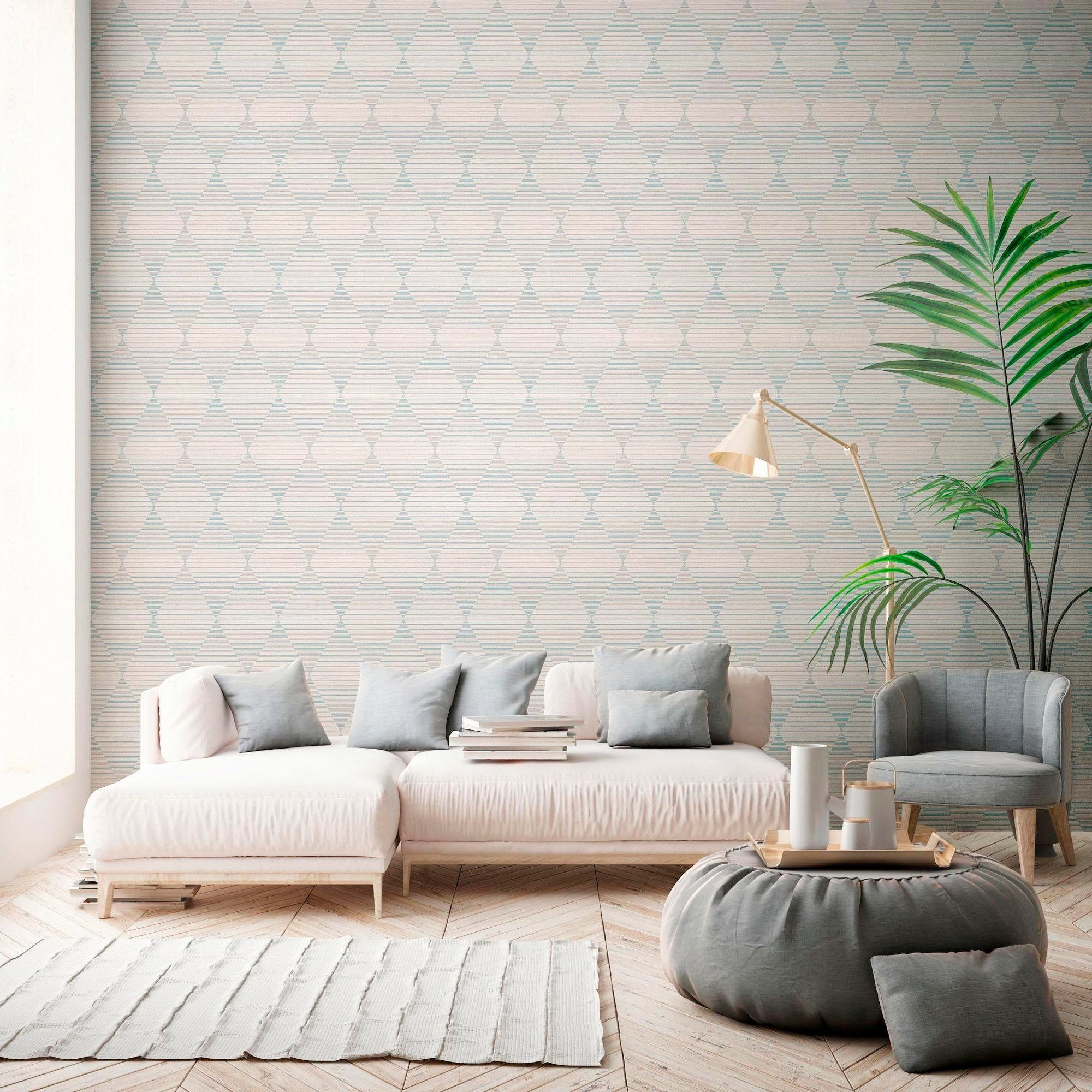 A.S. Création living walls Linen blau/weiß/grau Style, geometrisch, grafisch Vliestapete