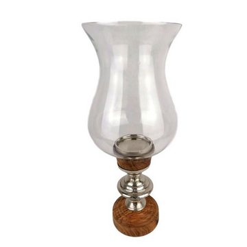 Florissima Windlicht XL Windlicht Glas mit Holzfuß 50cm