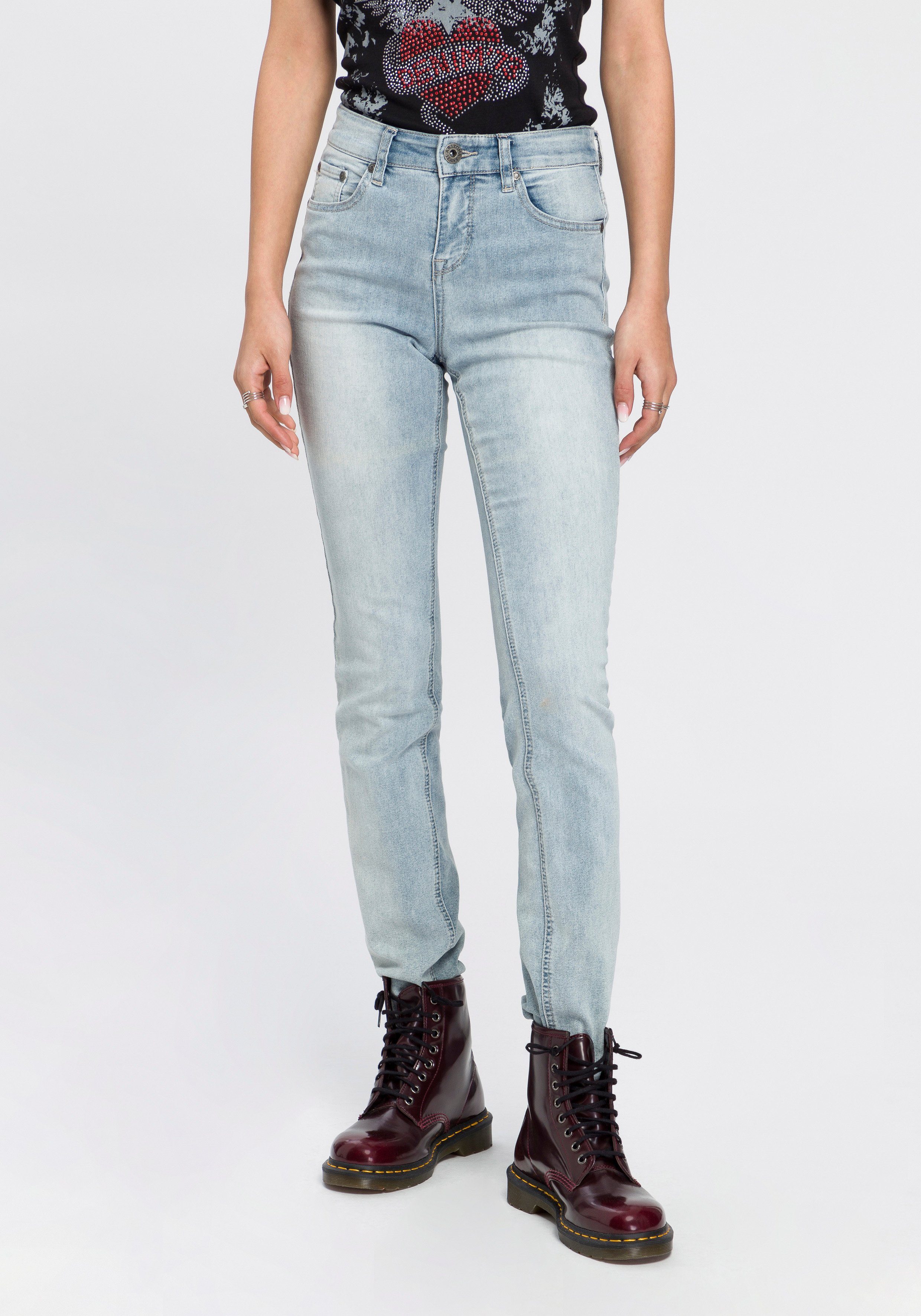 bleached Skinny-fit-Jeans High Arizona Shaping Waist