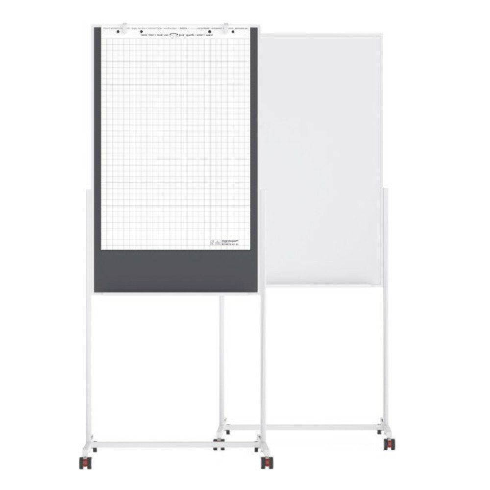 magnetoplan® Anzeigetafel Moderationstafel - Zweiarmfuß mit 4 Rollen - 75x120cm - Weiß/Grau (1-St)